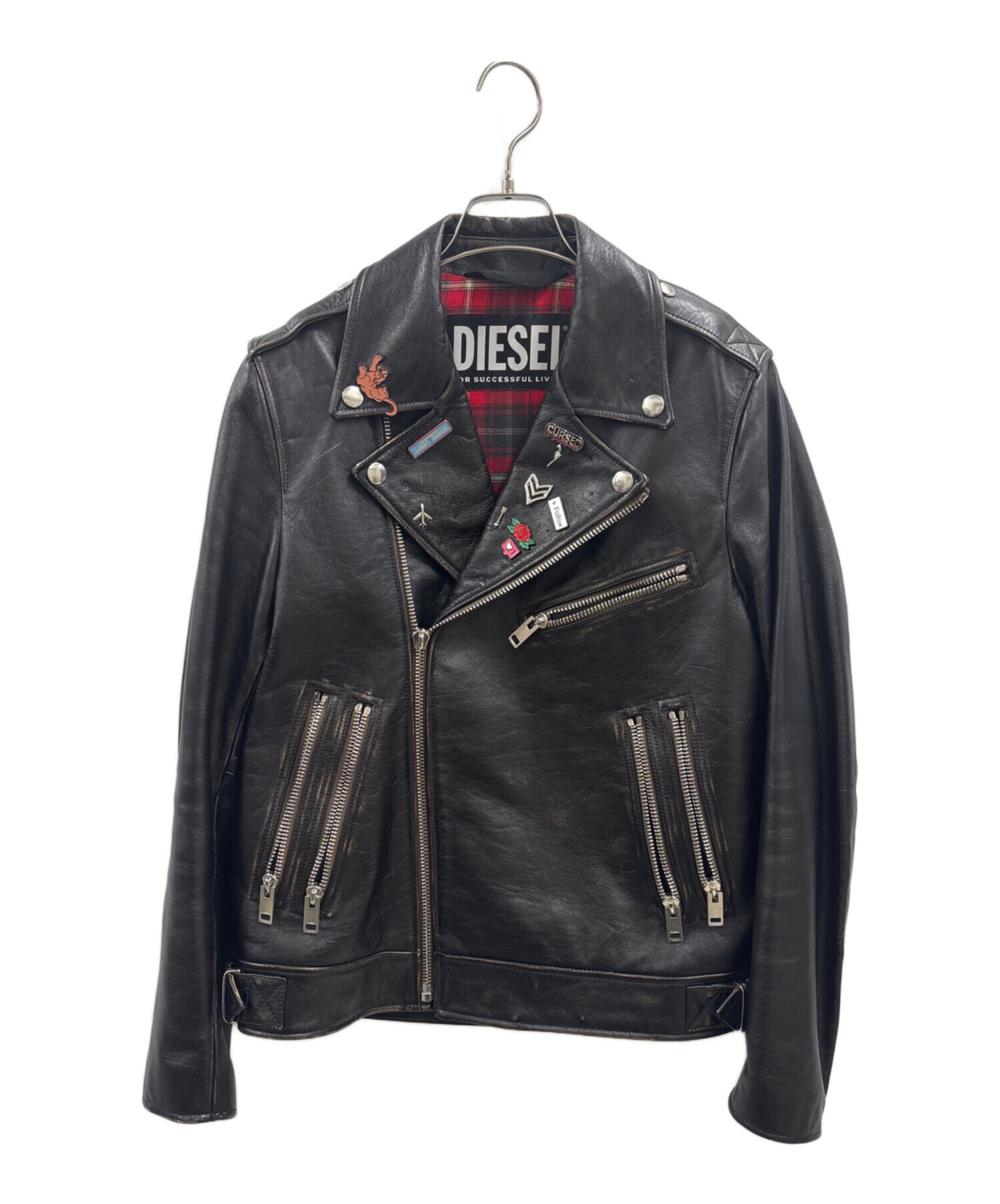 中古・古着通販】DIESEL (ディーゼル) ダブルライダースジャケット