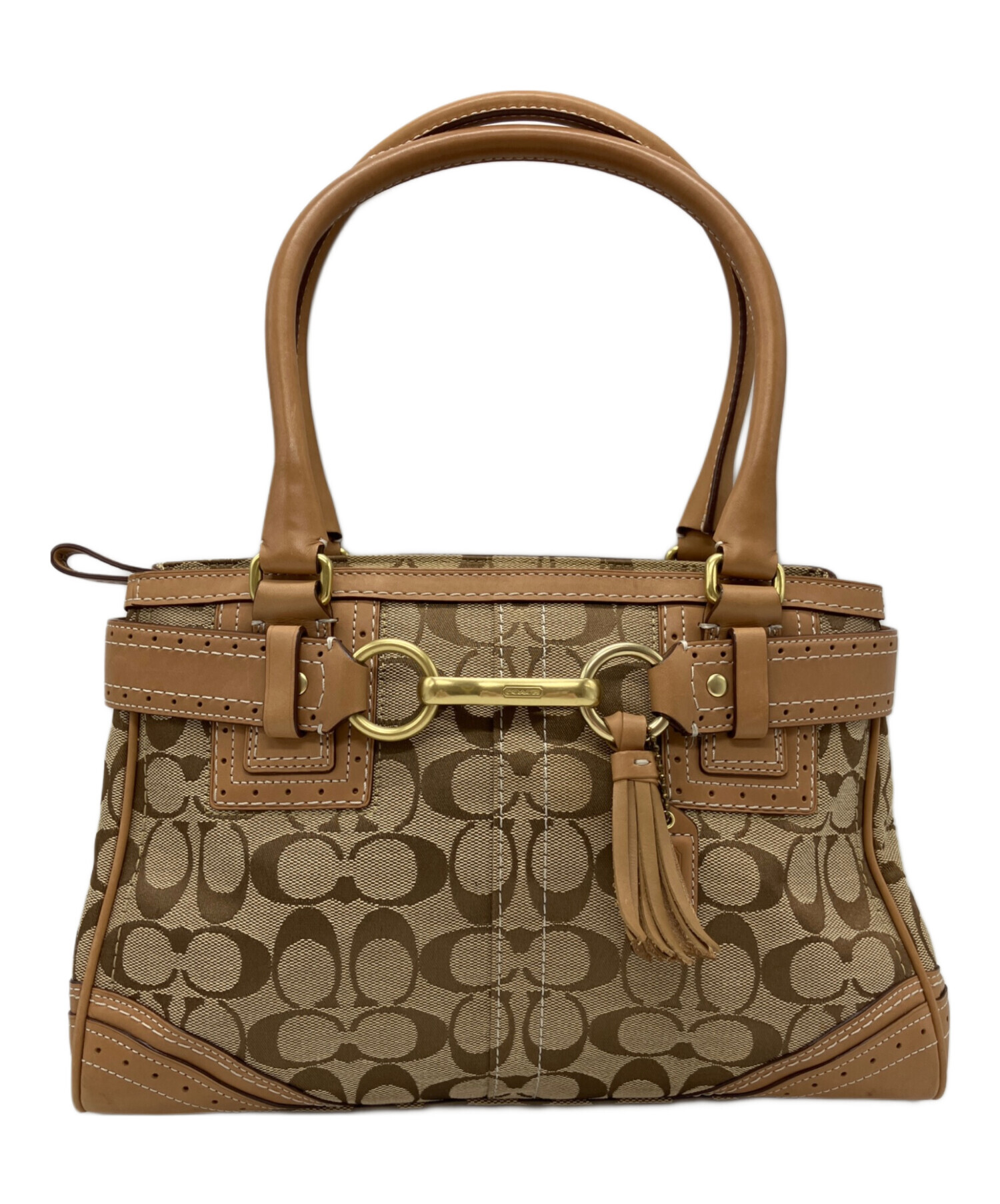 Coach 中型ハンドバッグ ベージュ/ブラウン 2点セット 中古・古着通販】COACH (コーチ) COACH シグネチャー ハンドバッグ