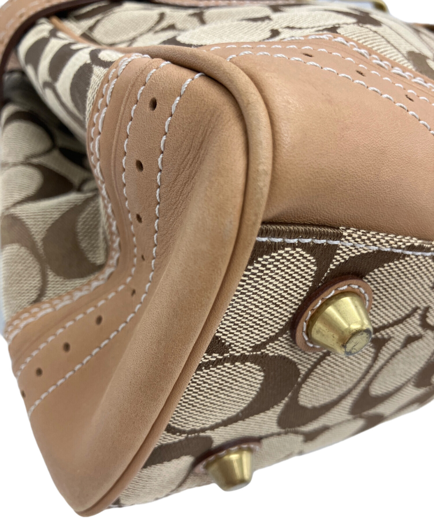 COACH ハンドバッグ ブラウン/ベージュ レザー シグネチャー柄 COACH ブラウン/ベージュ レザー ハンドバッグ 【公式通販】