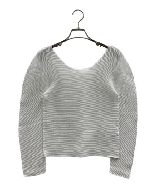 美品 ISSEY MIYAKE イッセイミヤケ フリル ショートスリーブ カットソー IM11-FJ043 サイズL ホワイト レディース 古着 中古 USED ISSEY MIYAKE - 美品 ISSEY MIYAKE イッセイミヤケ フリル ショート