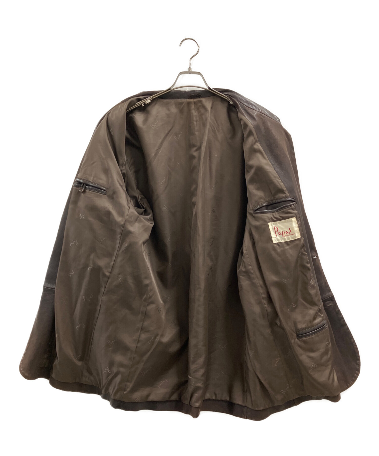 中古・古着通販】PAPAS (パパス) レザーコート ブラウン サイズ:不明 