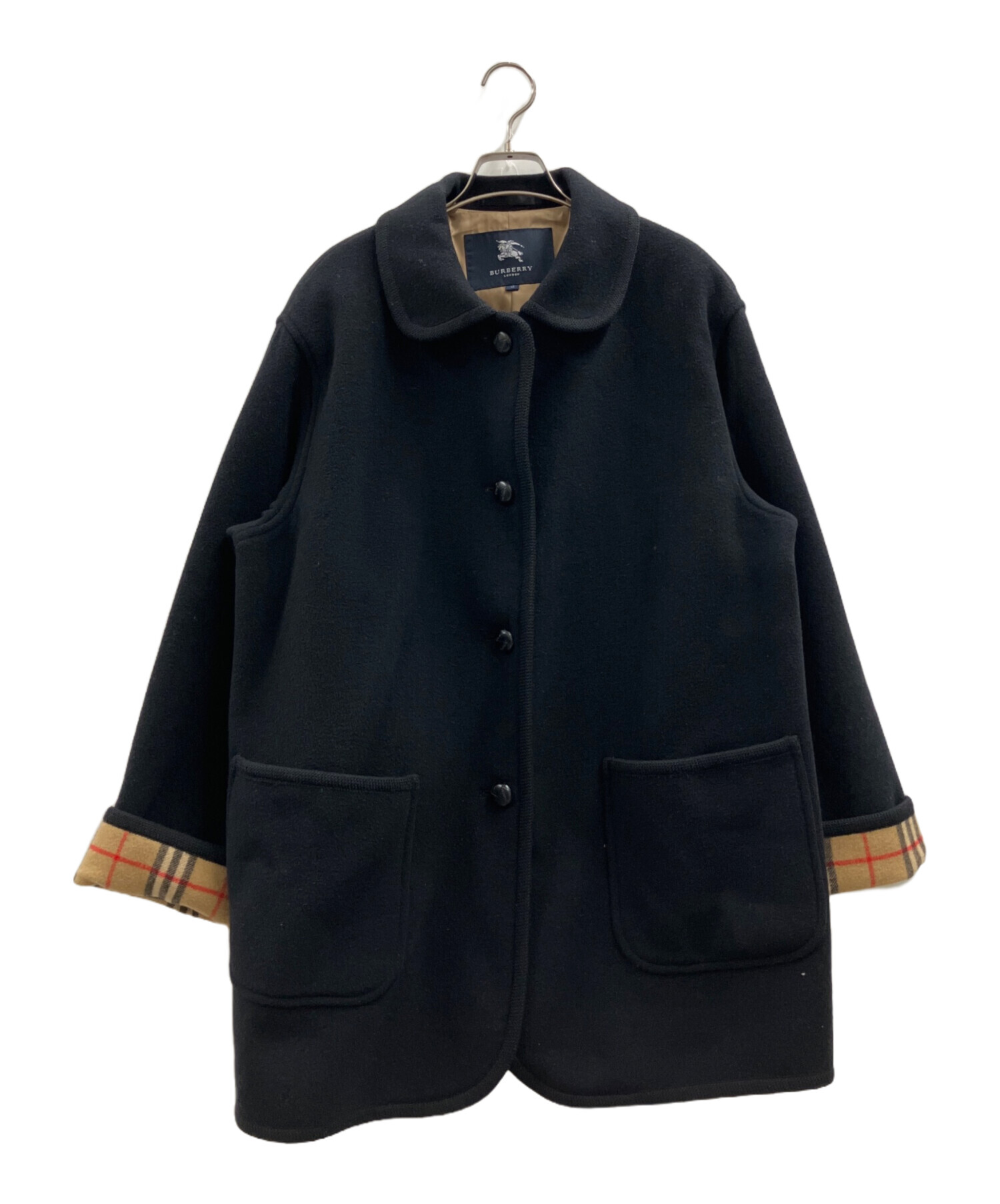 中古・古着通販】BURBERRY (バーバリー) ステンカラーコート ブラック