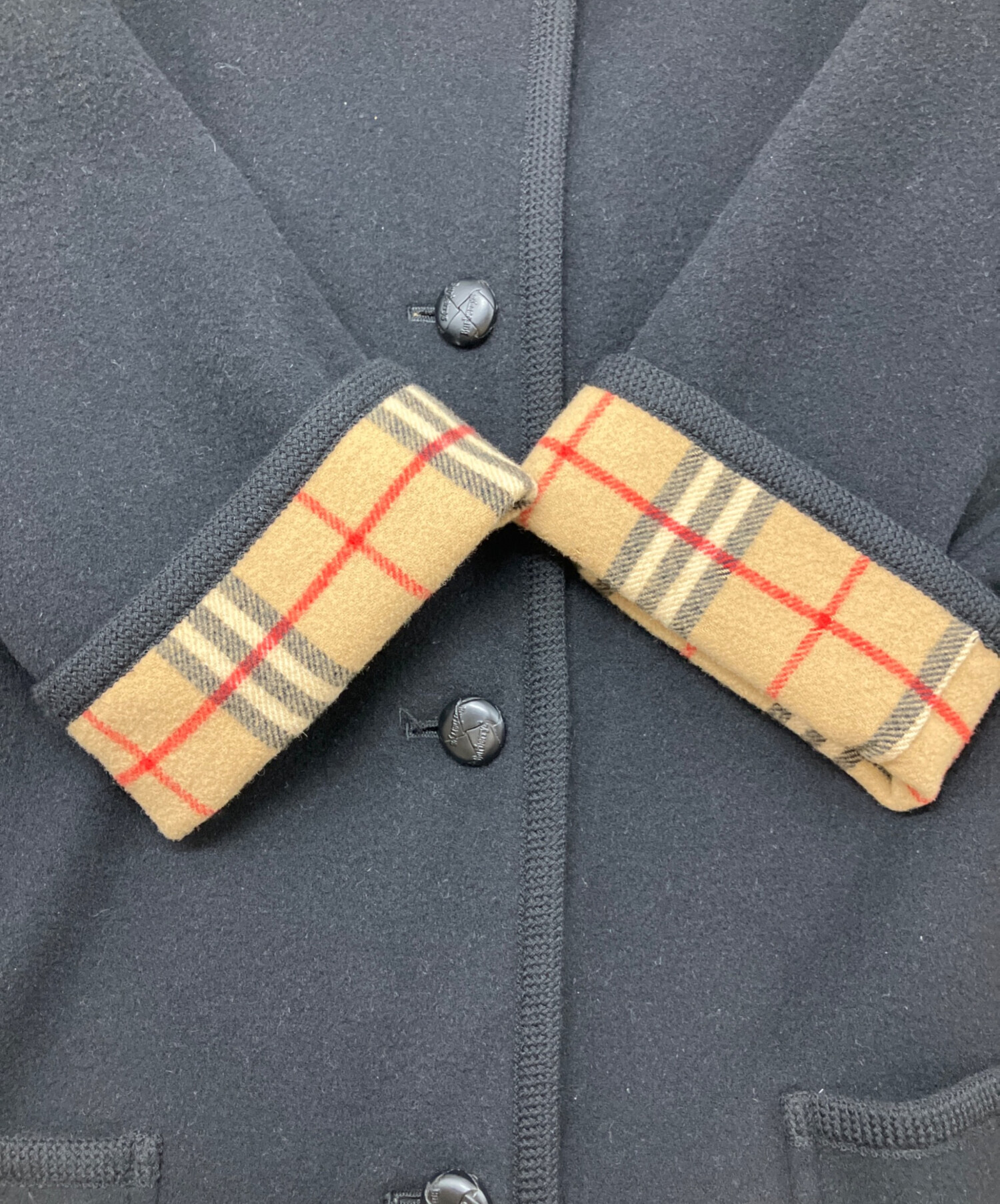 中古・古着通販】BURBERRY (バーバリー) ステンカラーコート ブラック
