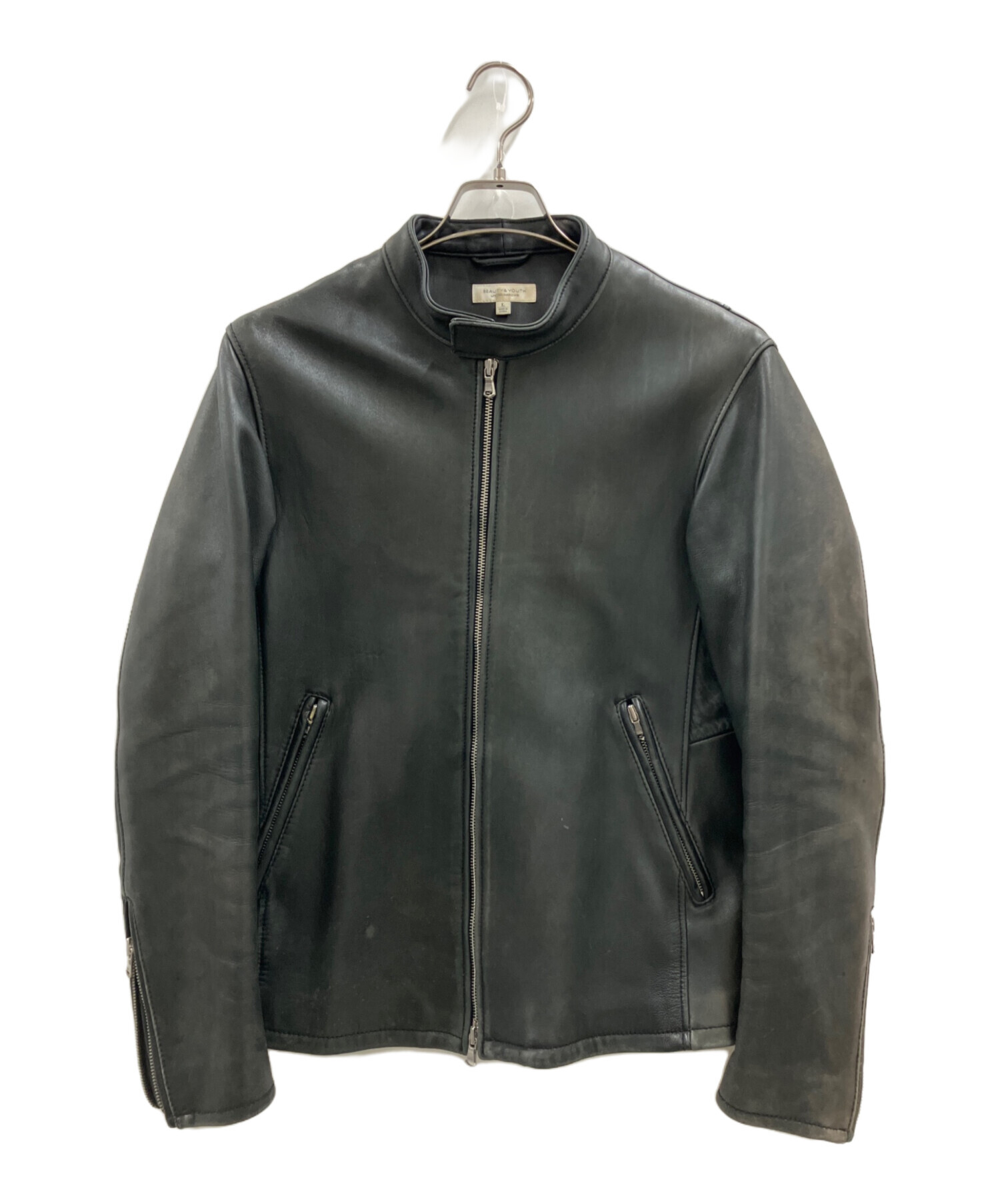 BEAUTY&YOUTH ブラックシングルライダースジャケット　美品　サイズL 中古・古着通販】BEAUTY&YOUTH (ビューティーアンドユース) シングル