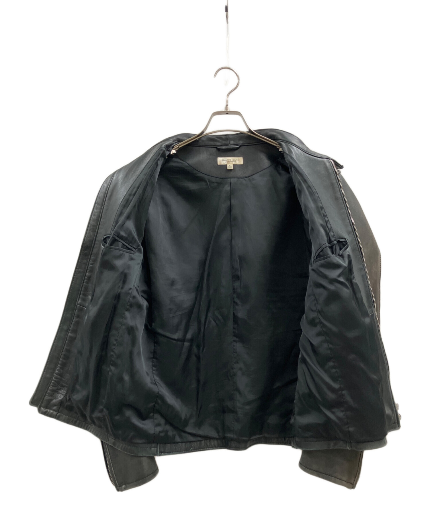 BEAUTY&YOUTH ブラックシングルライダースジャケット　美品　サイズL 中古・古着通販】BEAUTY&YOUTH (ビューティーアンドユース) シングル