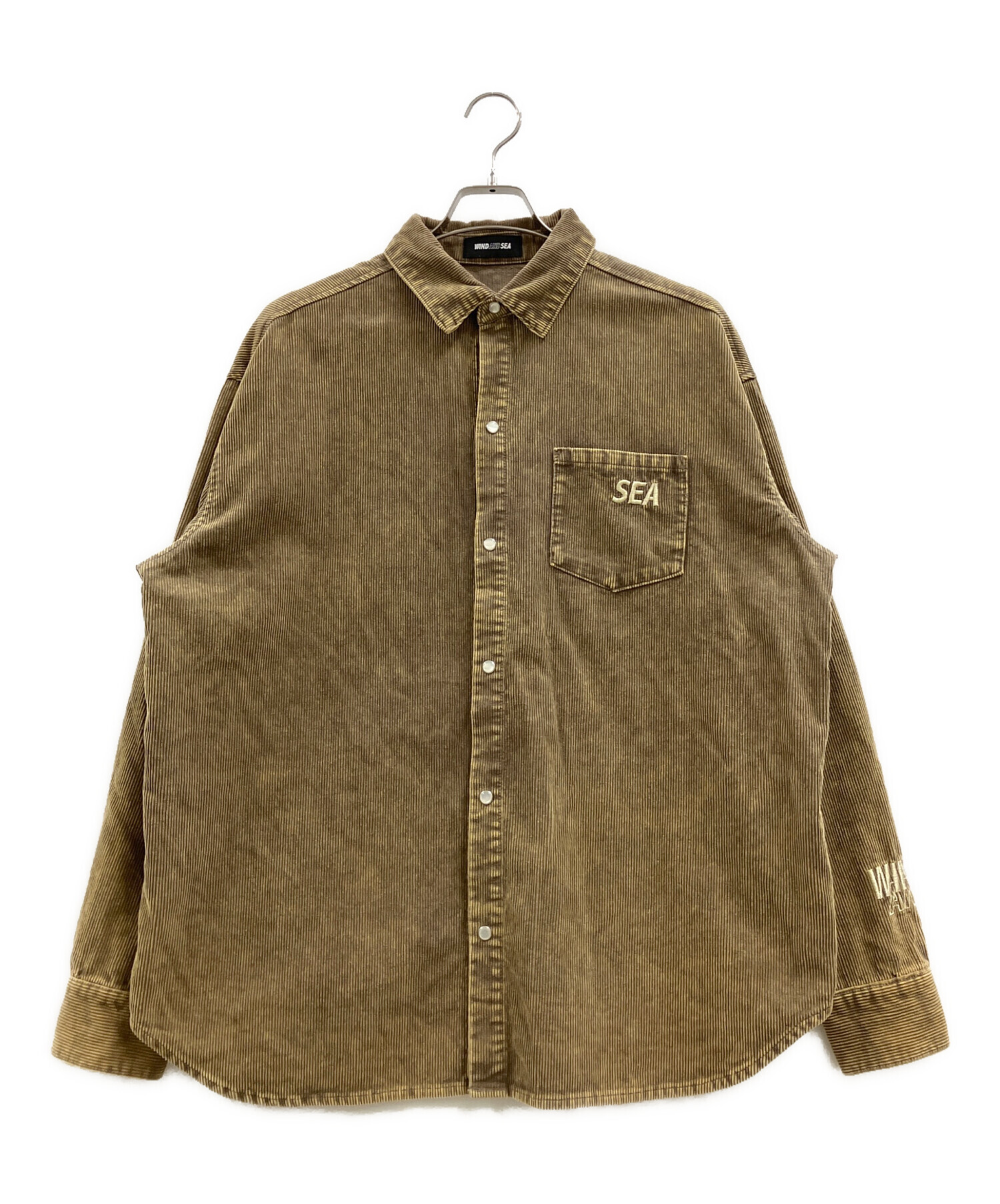 WIND AND SEA ウィンダンシー カジュアルシャツ L 茶 【古着】【中古】【送料無料】 中古・古着通販】WIND AND SEA (ウィンダンシー) コーデュロイシャツ