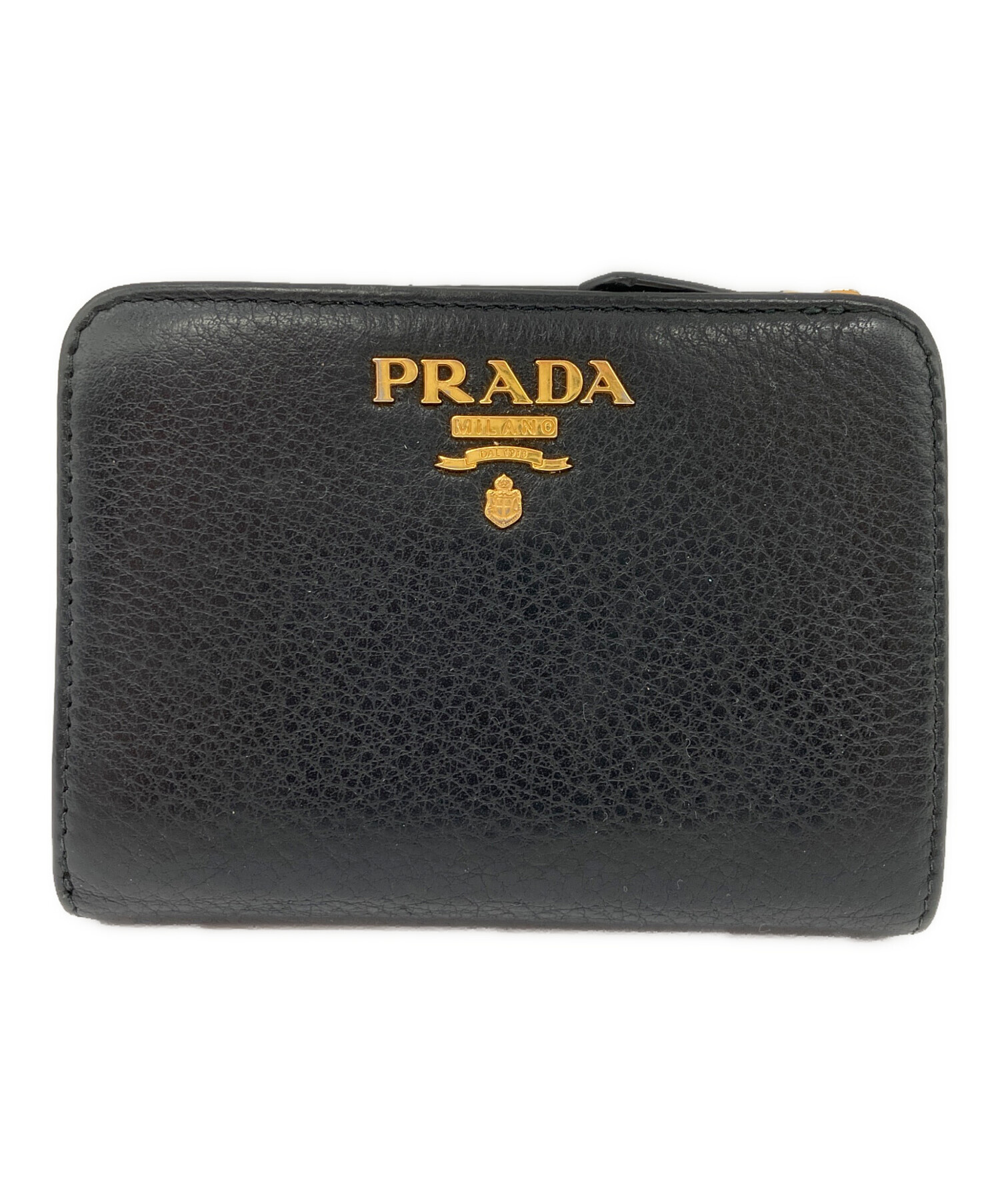中古・古着通販】PRADA (プラダ) 2つ折り財布 ブラック×レッド