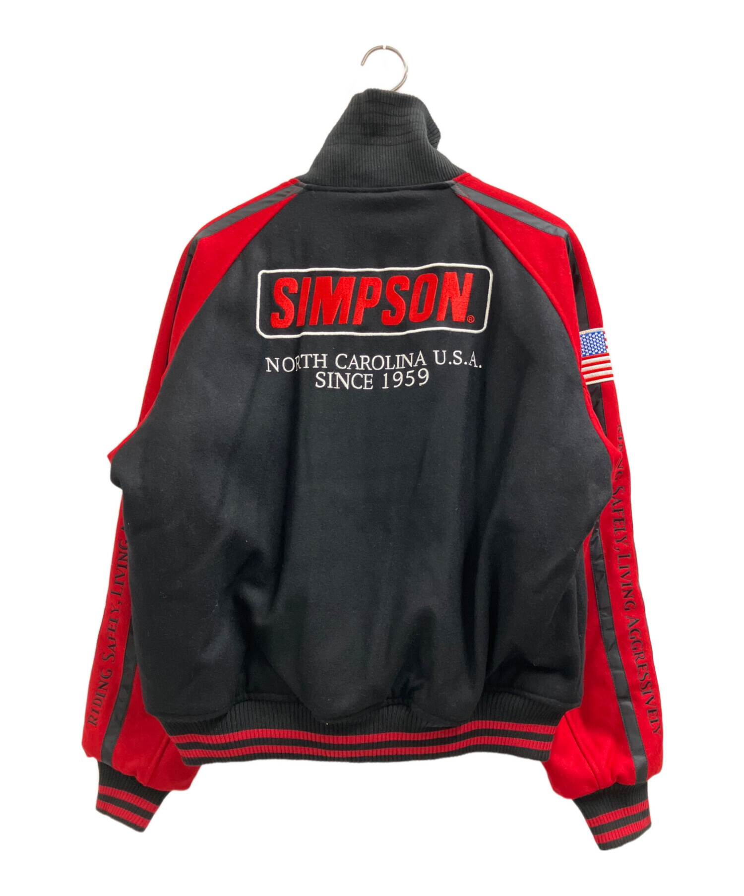 ★SIMPSONシンプソンライディングジャケットライダースジャケット(Ｌ)黒ｘ赤 中古・古着通販】SIMPSON (シンプソン) ライダースジャケット レッド
