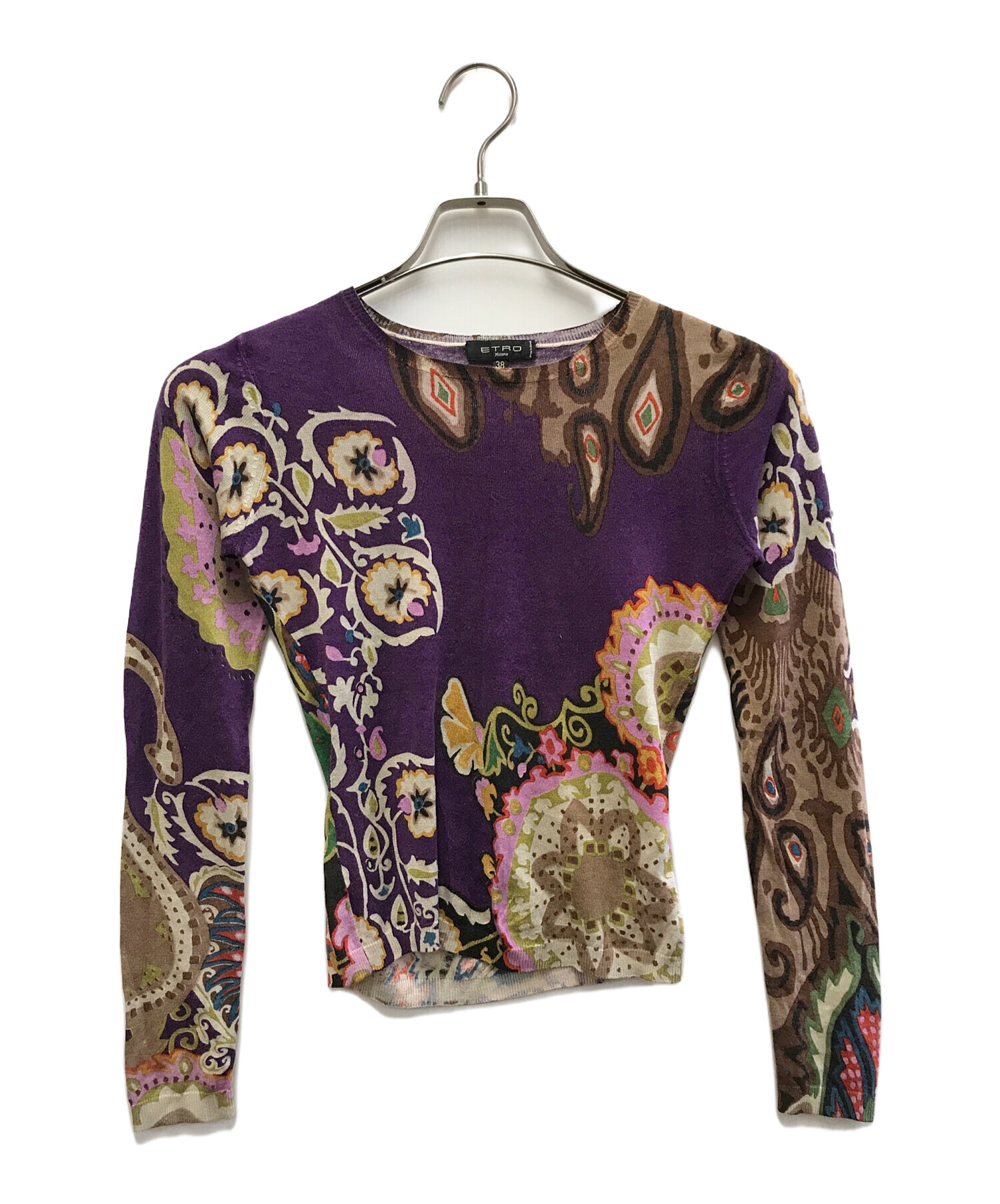 中古・古着通販】ETRO (エトロ) Vネックカシミヤ混ニット パープル 