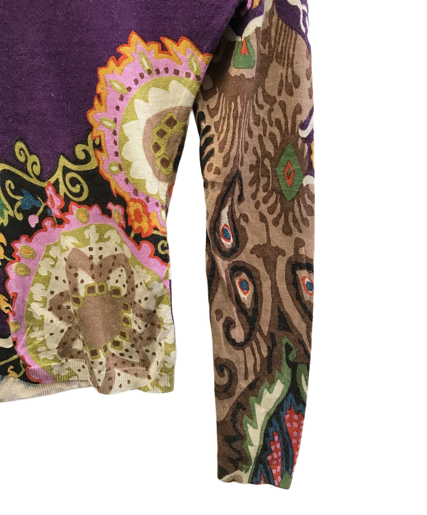 中古・古着通販】ETRO (エトロ) Vネックカシミヤ混ニット パープル 