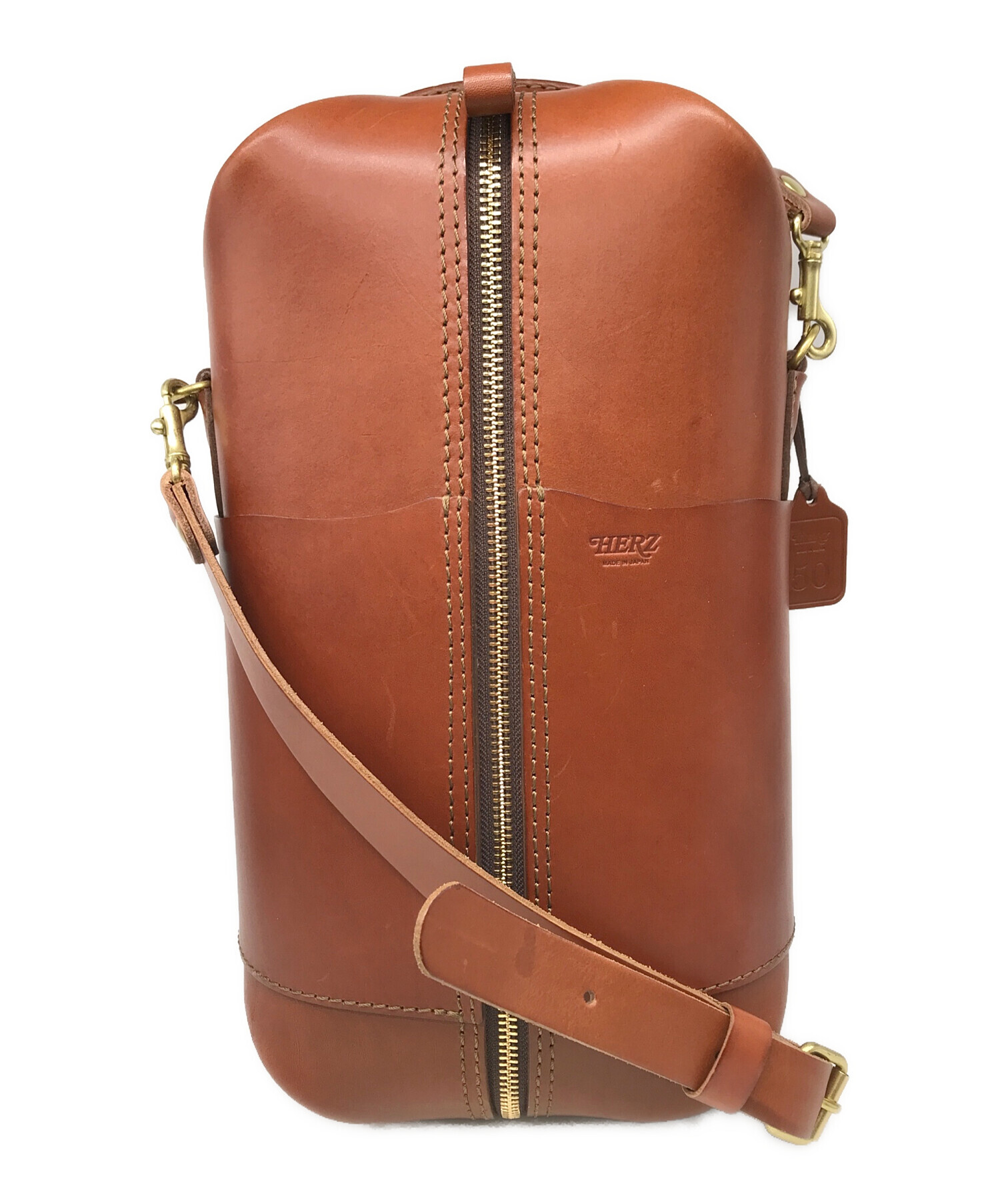 HERZ ブラウンレザー フラップ付きバッグ HERZ ブラウンレザー フラップ付きバッグ HERZ レザー 革 ミニ