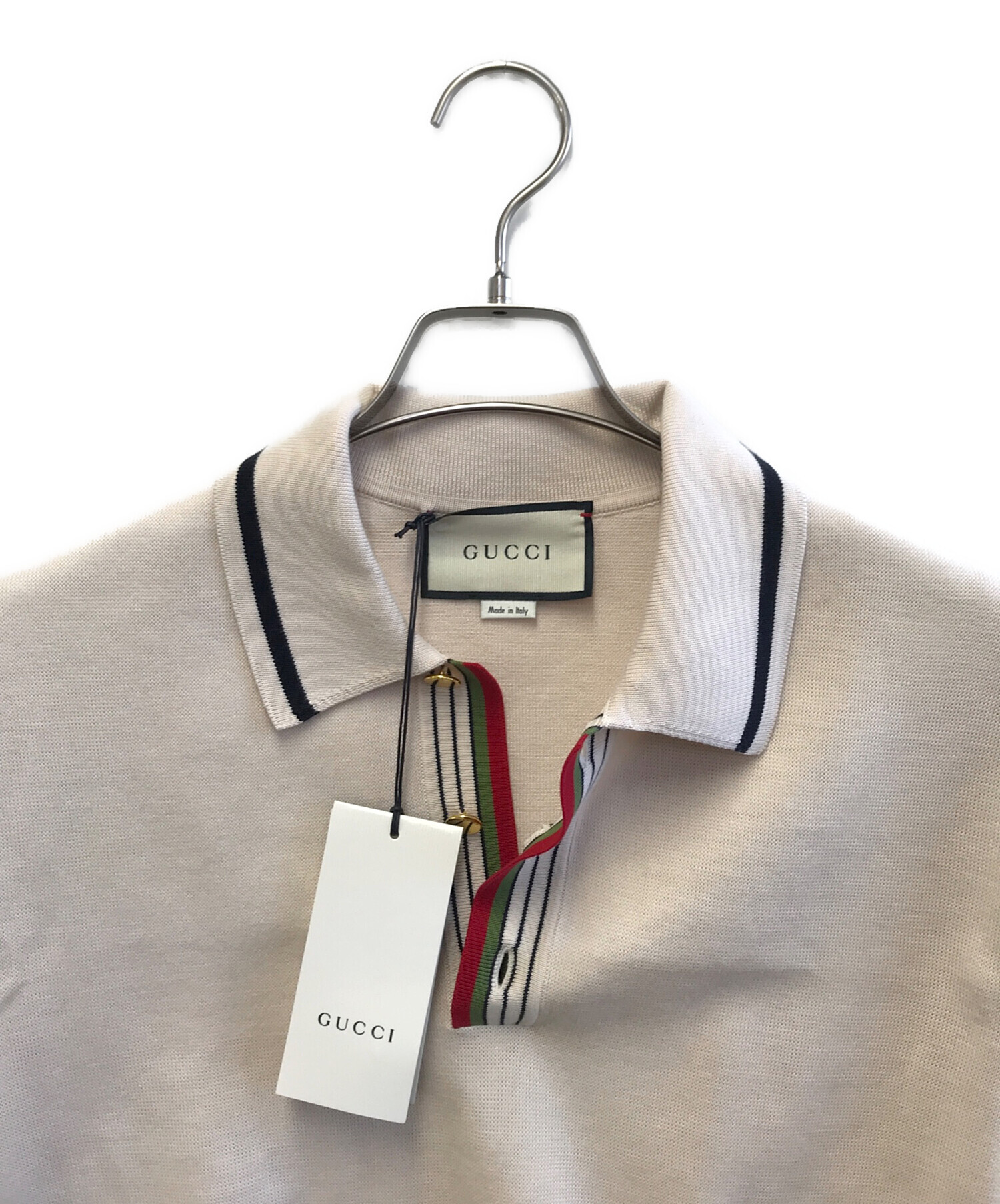 中古・古着通販】GUCCI (グッチ) S/Sポロニット ベージュ サイズ:M 