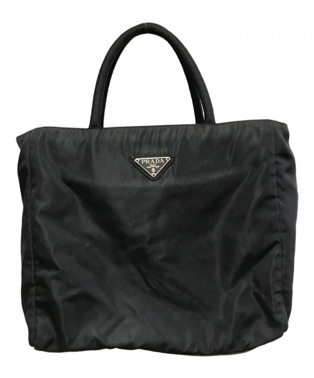 超美品✨PRADA ブラックナイロンハンドバッグ 中古・古着通販】PRADA (プラダ) ナイロンハンドバッグ ブラック