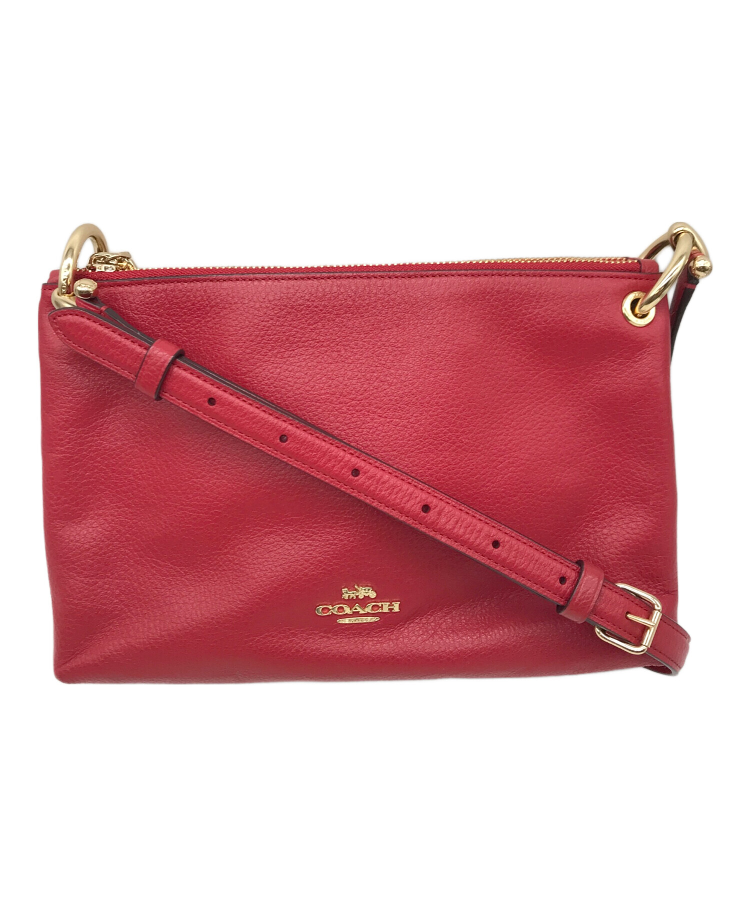 中古・古着通販】COACH (コーチ) ショルダーバッグ ベージュ×レッド 