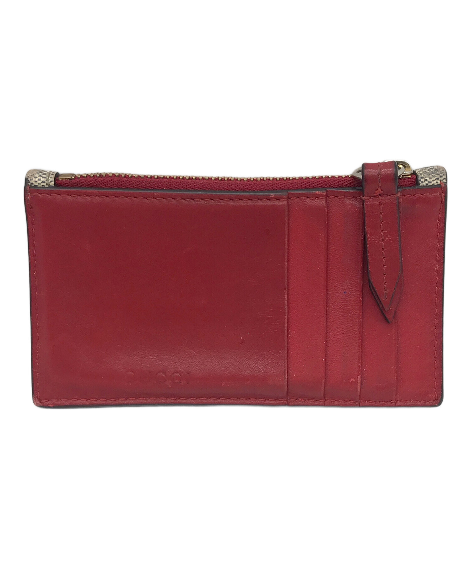 GUCCI　グッチ　レッドレザー　ロゴ入り　ケース　小銭入れ 中古・古着通販】GUCCI (グッチ) コインケース ベージュ×レッド