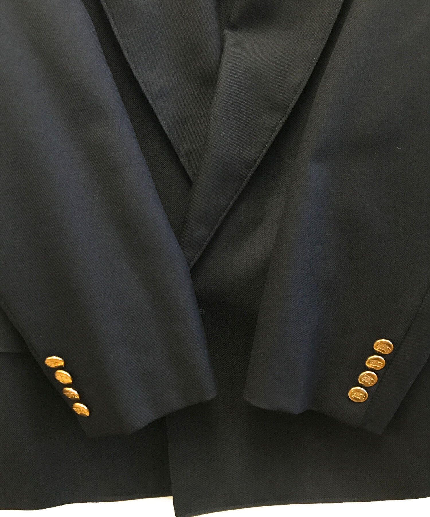 186005 現状品 BURBERRY バーバリーズ テーラードジャケット 黒（裏地はネイビー） [A1000025391151A] BURBERRY（バーバリー） テーラードジャケット 紺ブレ ロゴボタン