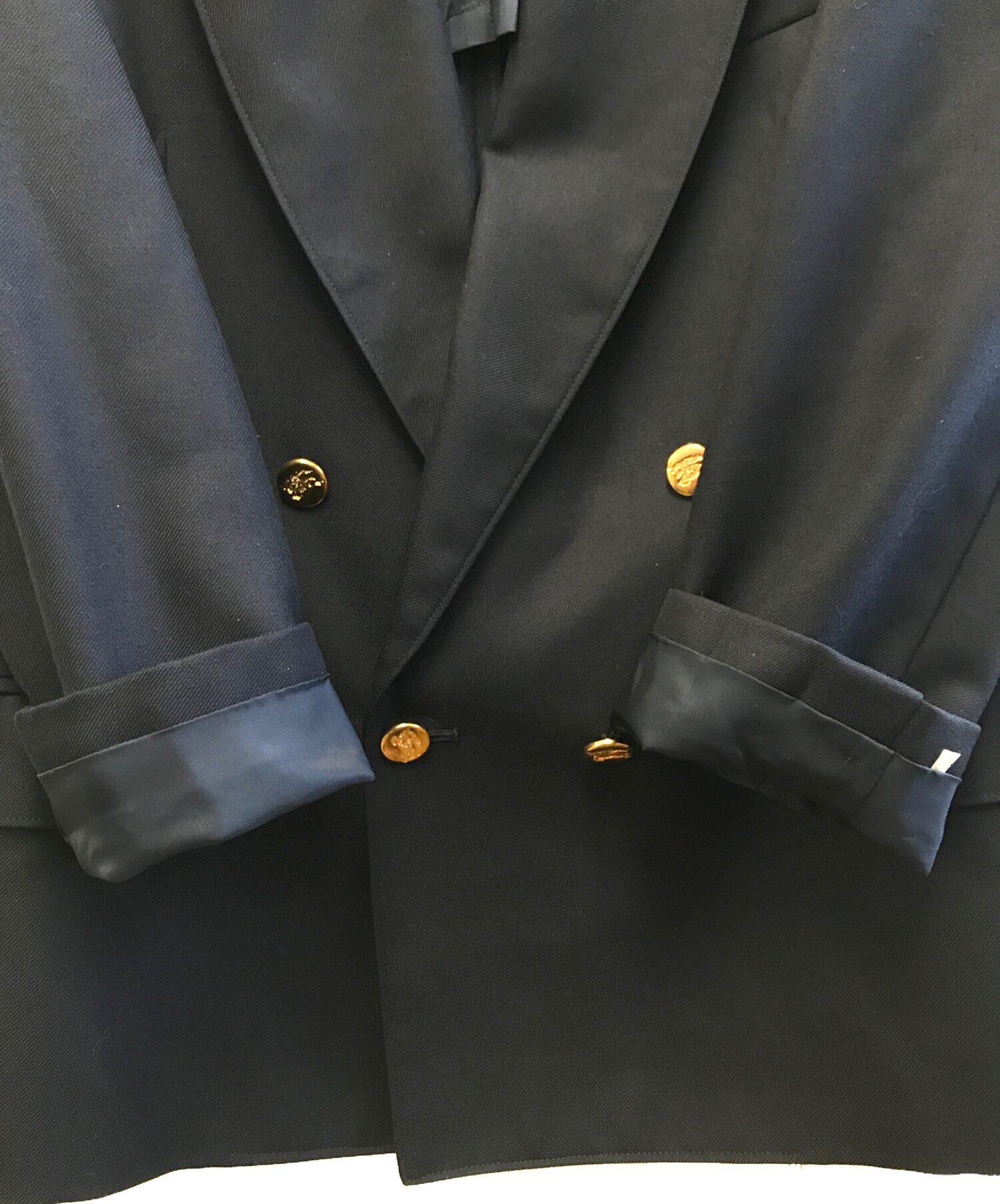 バーバリー テーラードジャケット ダブル 銀ボタン グレー サイズBB5