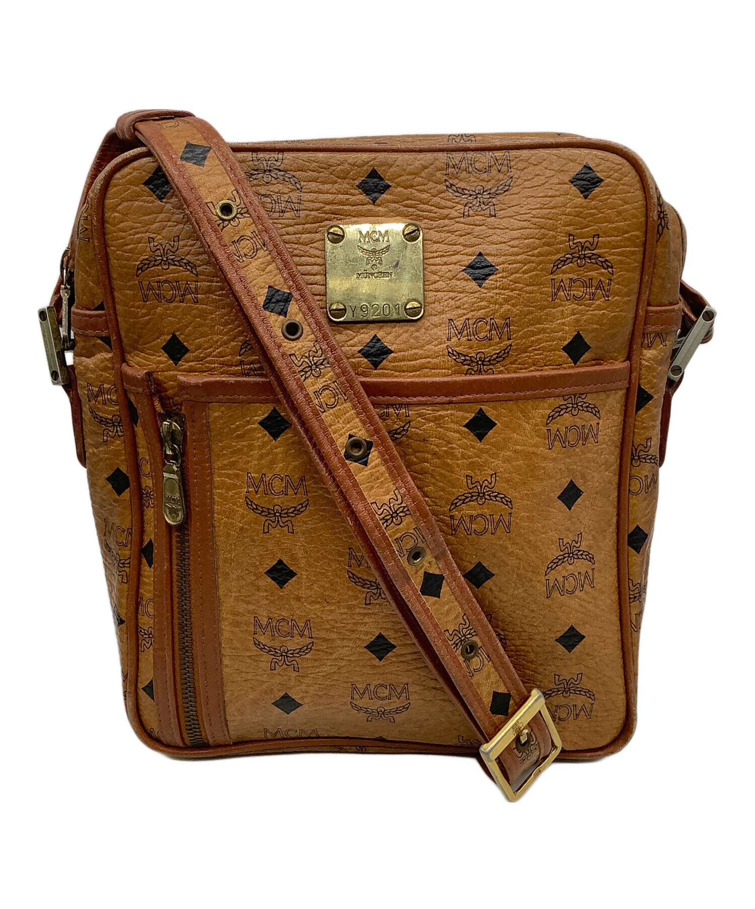 中古・古着通販】MCM (エムシーエム) レザーショルダーバッグ ブラウン 
