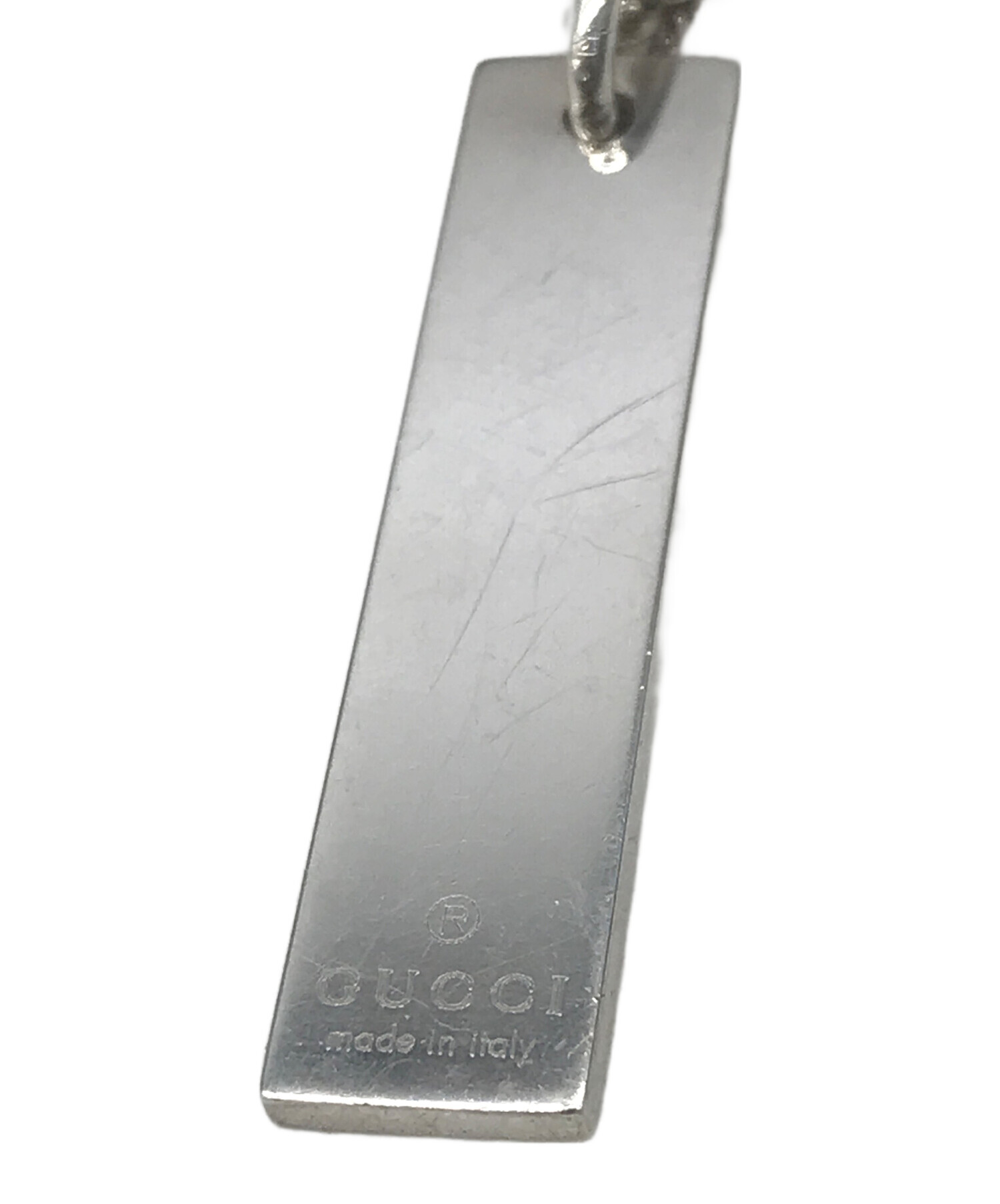 美品　オールドGUCCI ロゴプレートネックレス 中古・古着通販】GUCCI (グッチ) ロゴプレートネックレス シルバー