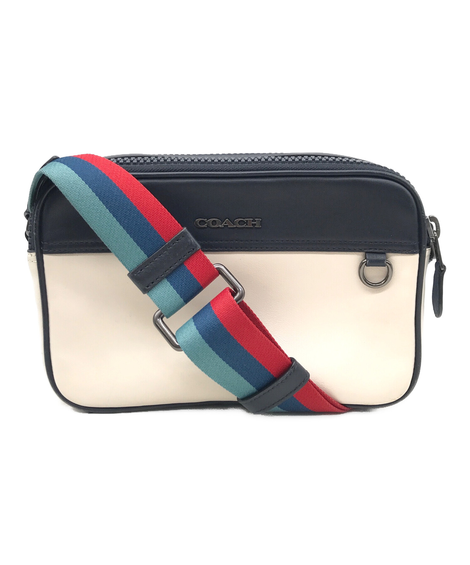 中古・古着通販】COACH (コーチ) ショルダーバッグ ホワイト×ネイビー 