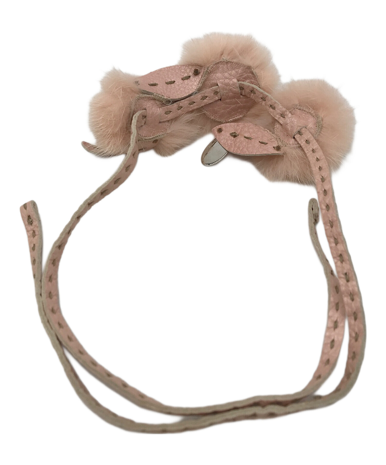 FENDI ピンクレザーブレスレット 美品】FENDI フェンディ レザー