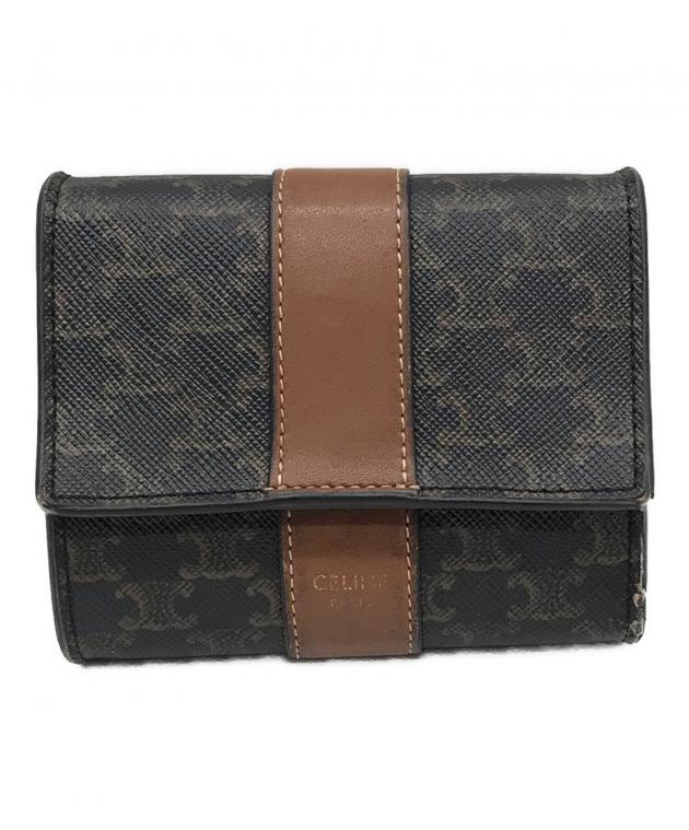 正規品　美品　CELINE 三つ折り財布 ダークブラウン 中古・古着通販】CELINE (セリーヌ) 3つ折り財布 ブラウン×ブラック