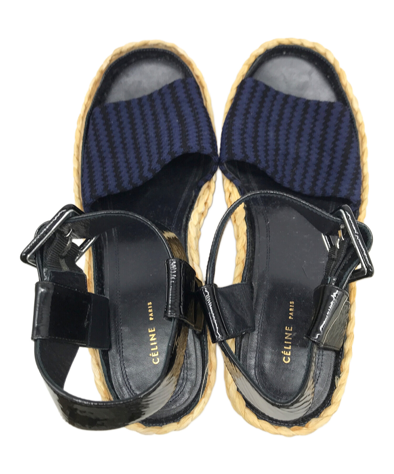 中古・古着通販】CELINE (セリーヌ) 厚底サンダル ナチュラル×ネイビー