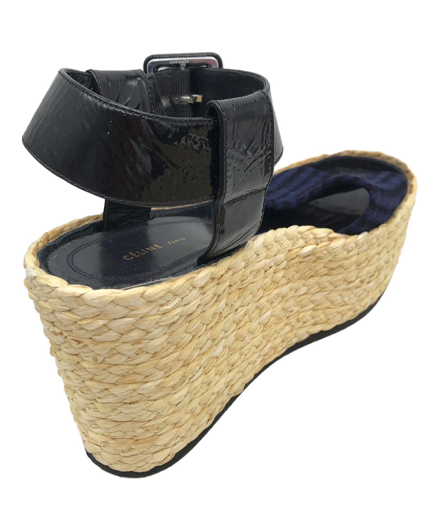 中古・古着通販】CELINE (セリーヌ) 厚底サンダル ナチュラル×ネイビー 中古・古着通販】CELINE (セリーヌ) 厚底サンダル ナチュラル×ネイビー
