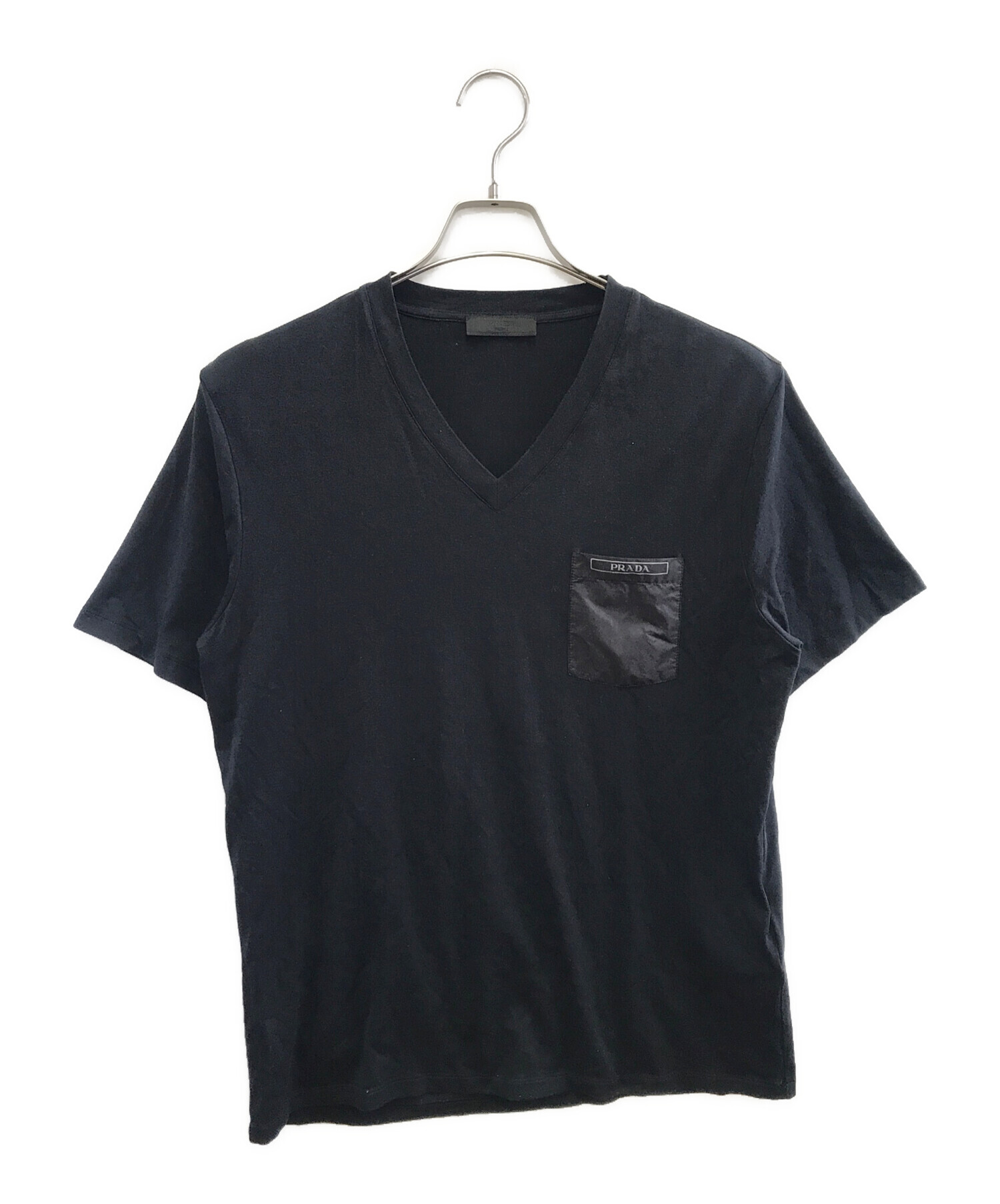 PRADAプラダ 黒の半袖Tシャツ L PRADA プラダ ラインロゴ クルーネック