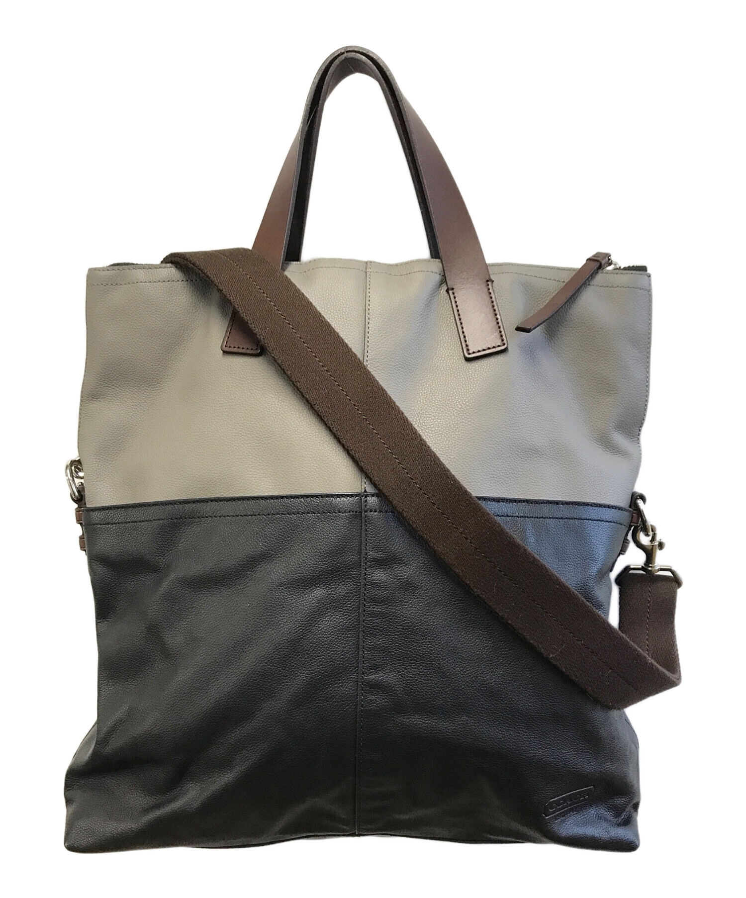 中古・古着通販】COACH (コーチ) ショルダーバッグ グレー×ブラック 