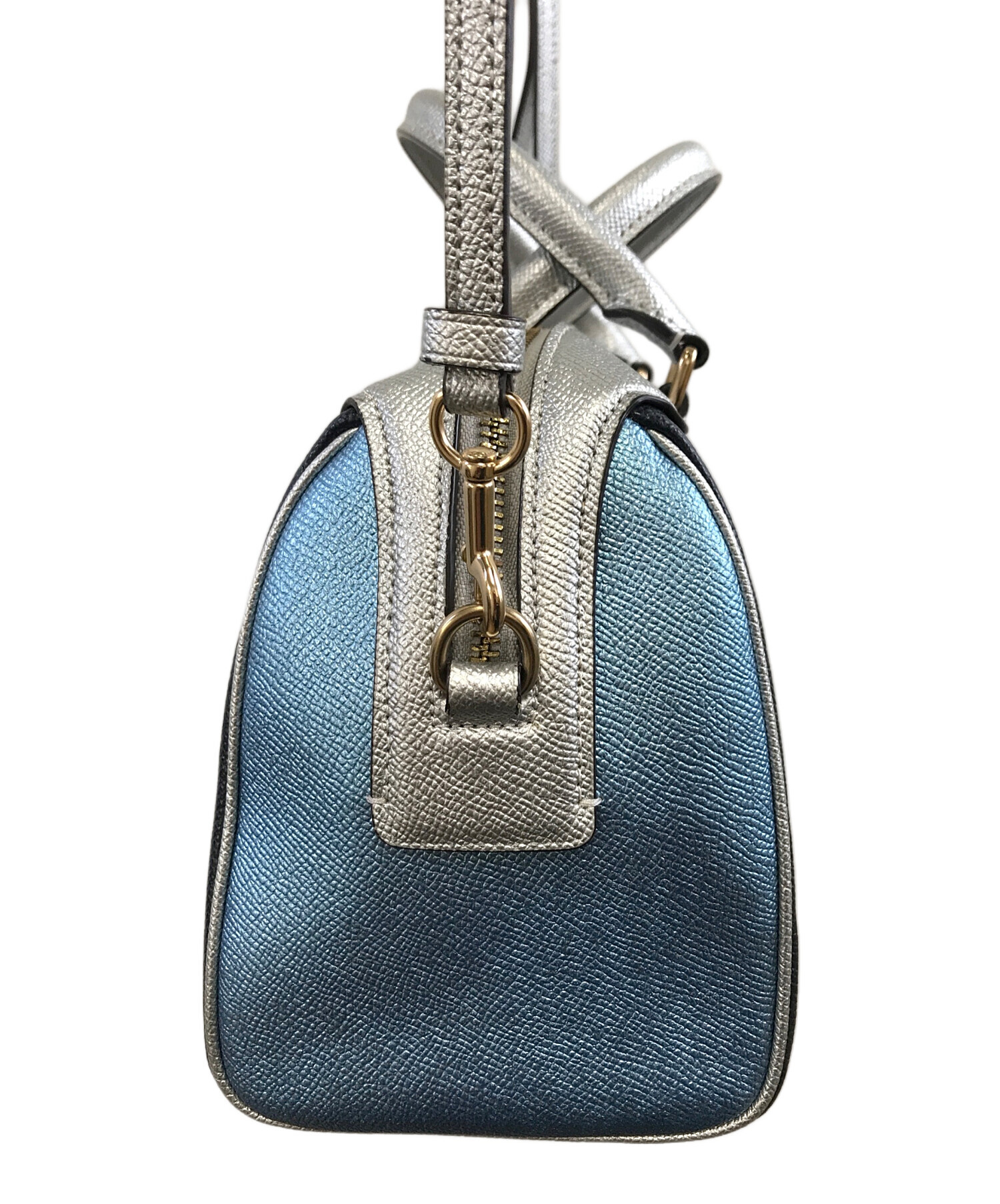中古・古着通販】COACH (コーチ) 2WAYバッグ シルバー×ネイビー