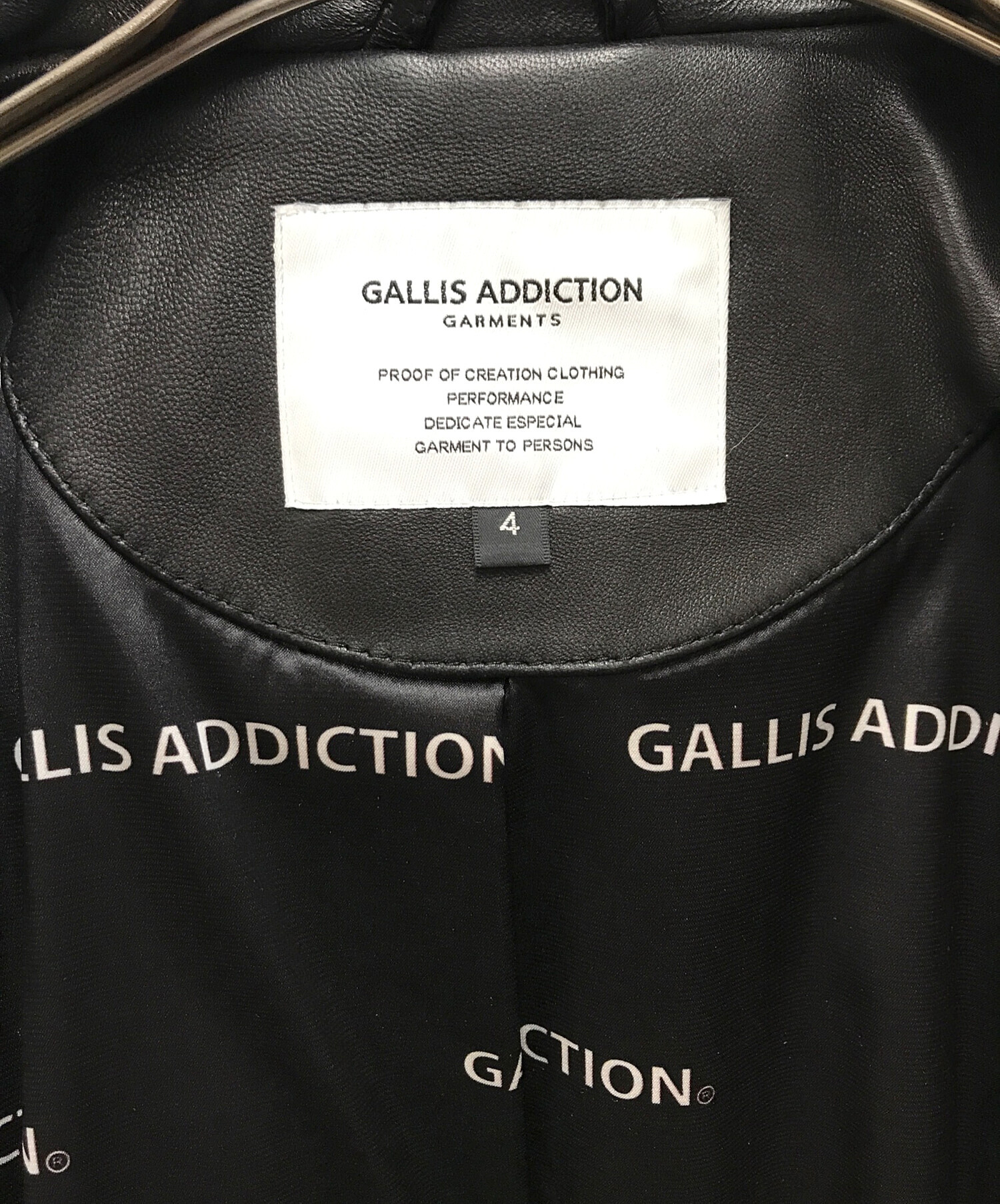 GALLIS ADDICTION/ダブルライダースジャケット/5/牛革/BLK/ GA ラムネイキッドレザーダブルライダース 1（ライダースジャケット