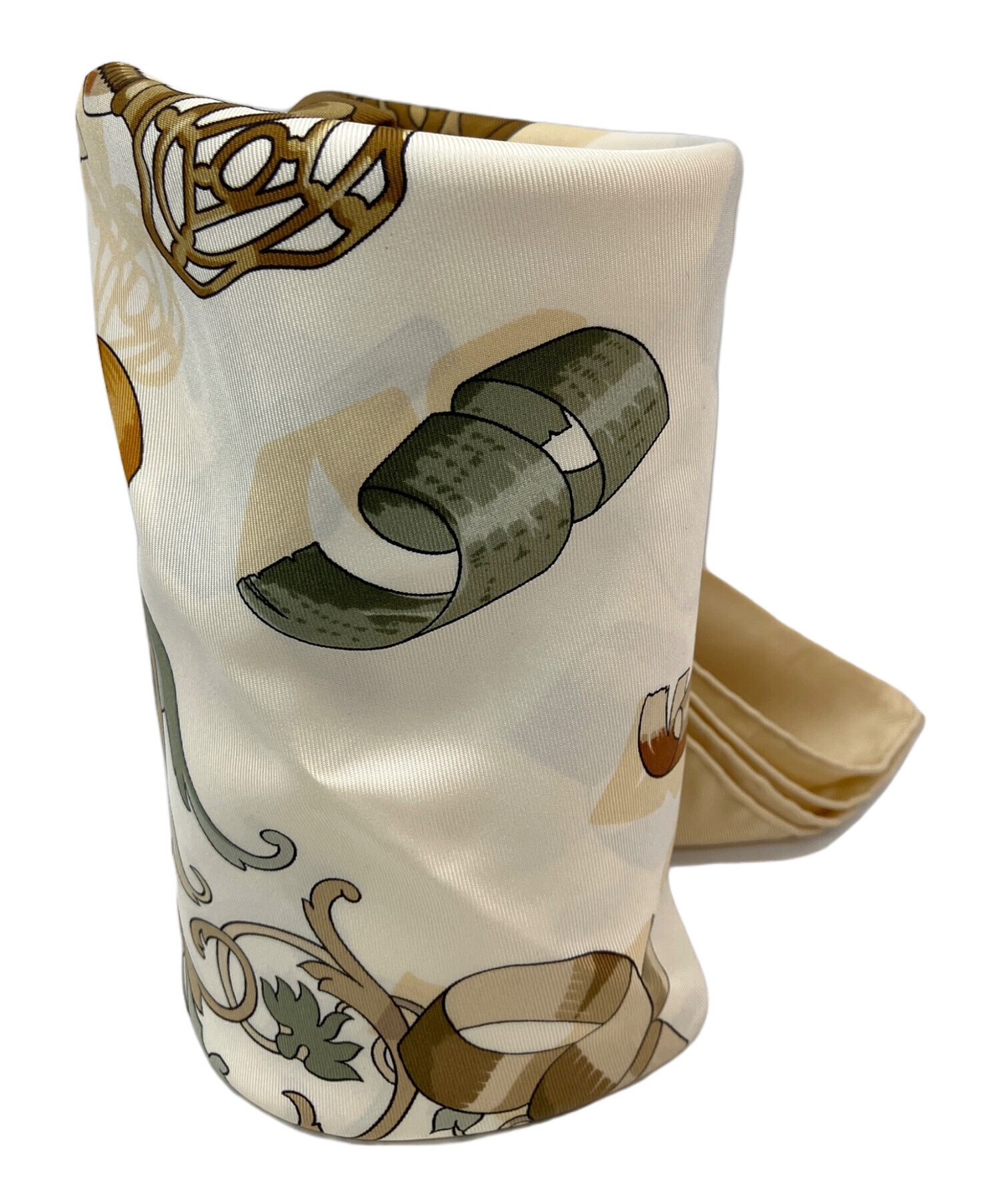 中古・古着通販】HERMES (エルメス) シルクスカーフ ホワイト×ブラウン