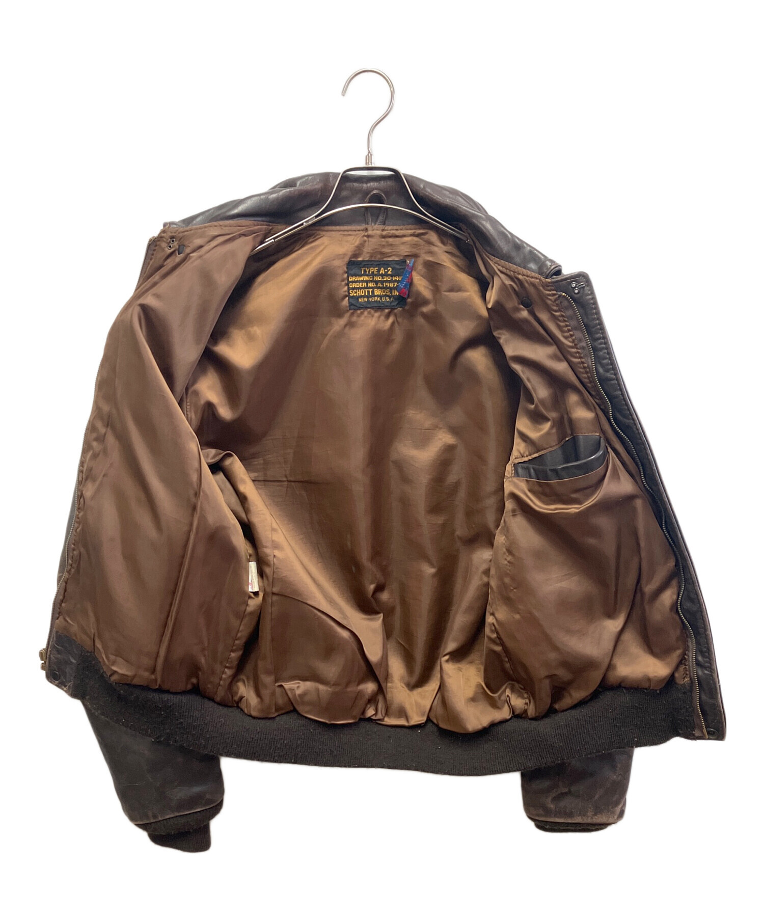 Schott ショット A-2 レザー ジャケット ダークブラウン系 サイズ38 Schott / ショット フライトジャケット A-2 ダークブラウン