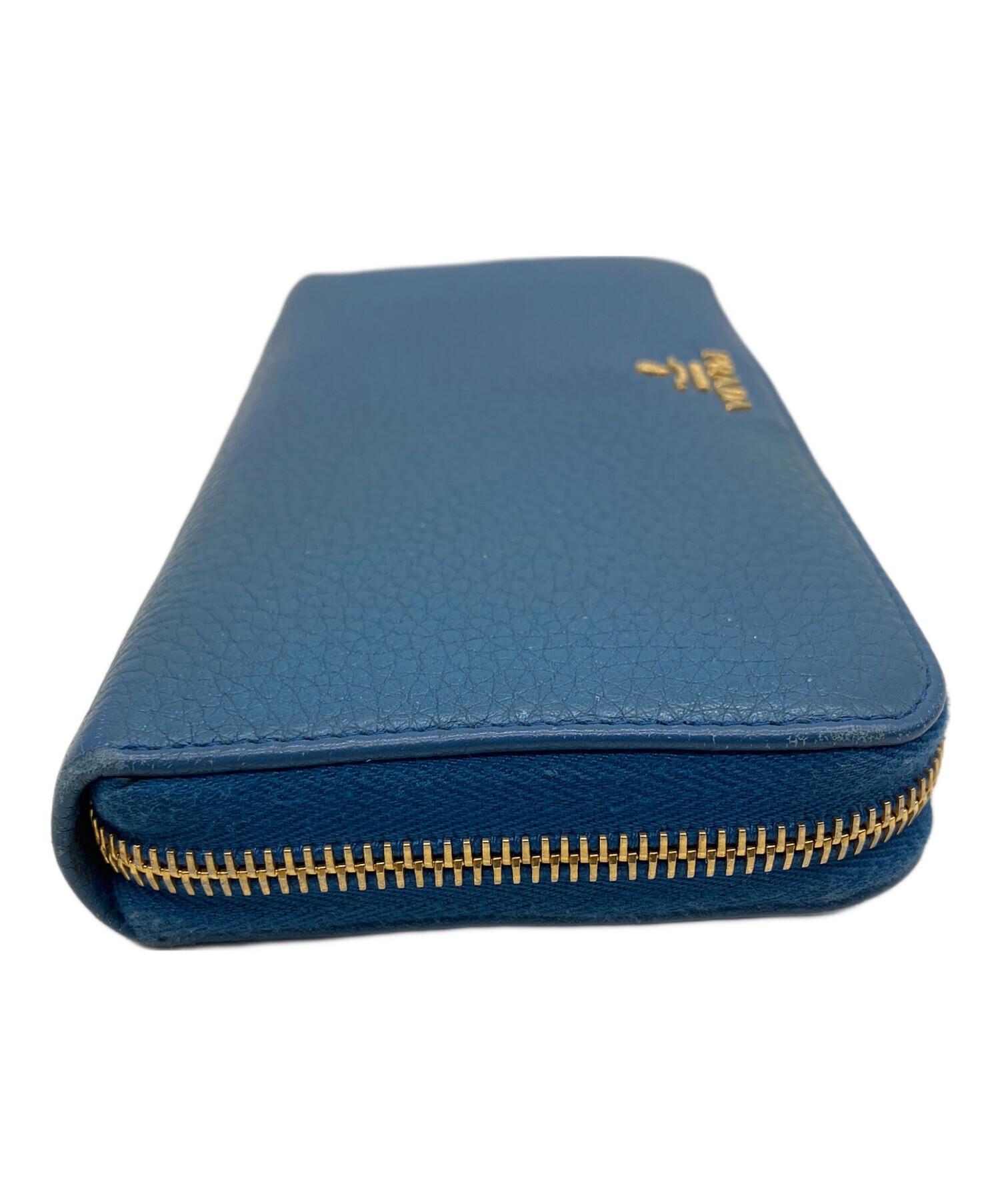 中古・古着通販】PRADA (プラダ) ラウンドファスナー長財布 ブルー 
