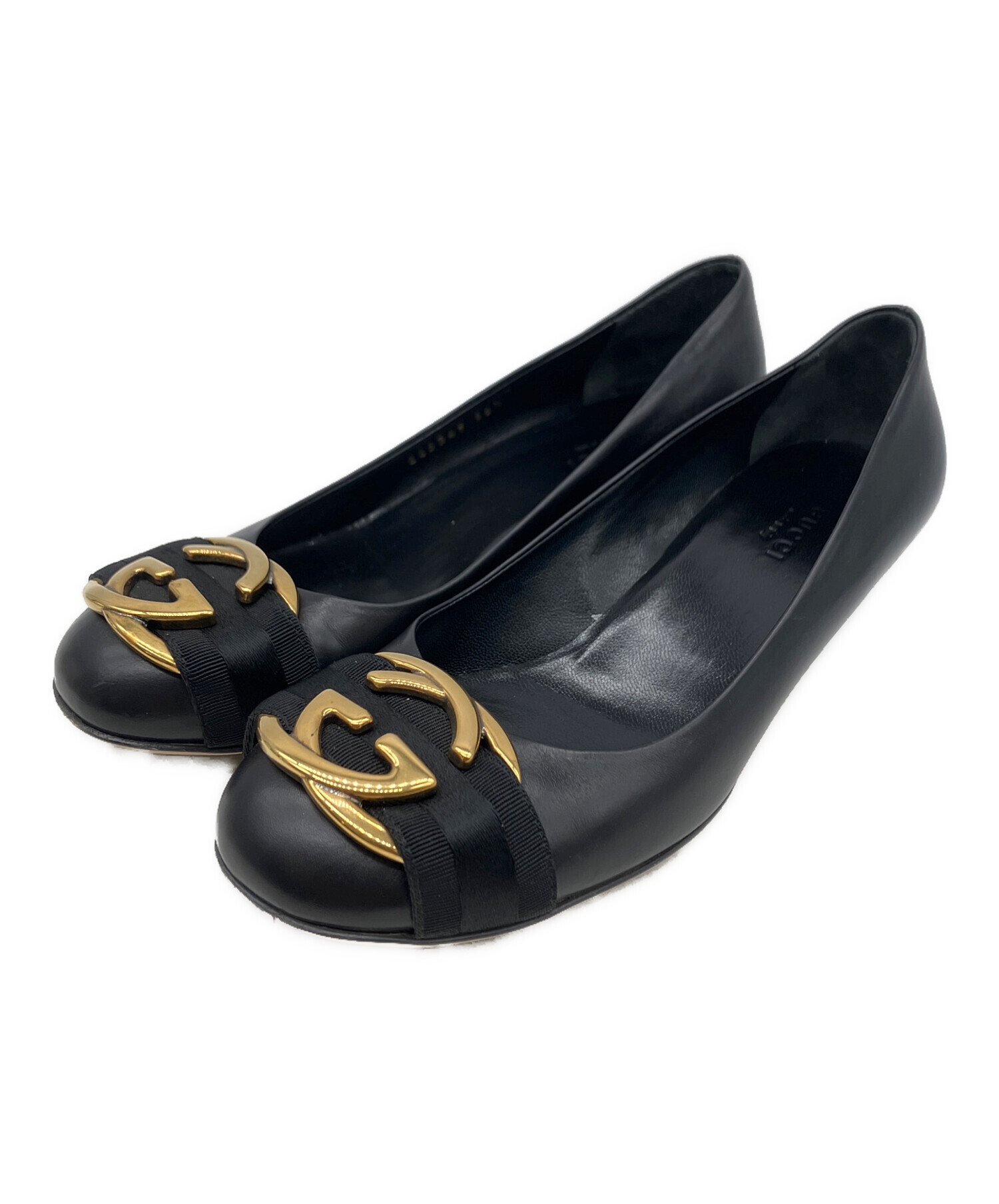 GUCCI ブラック フラットパンプス 38.5 中古・古着通販】GUCCI (グッチ) パンプス ブラック サイズ:35 1/2