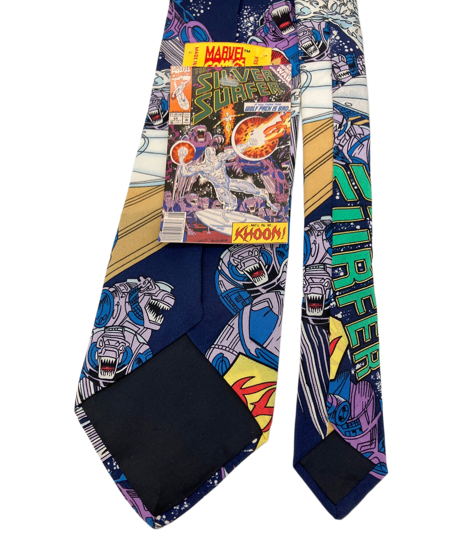 アメリカ製 マーベルコミックス 総柄 シルク ネクタイ シルバーサーファー 中古・古着通販】MARVEL (マーベル) シルクネクタイ サイズ:不明
