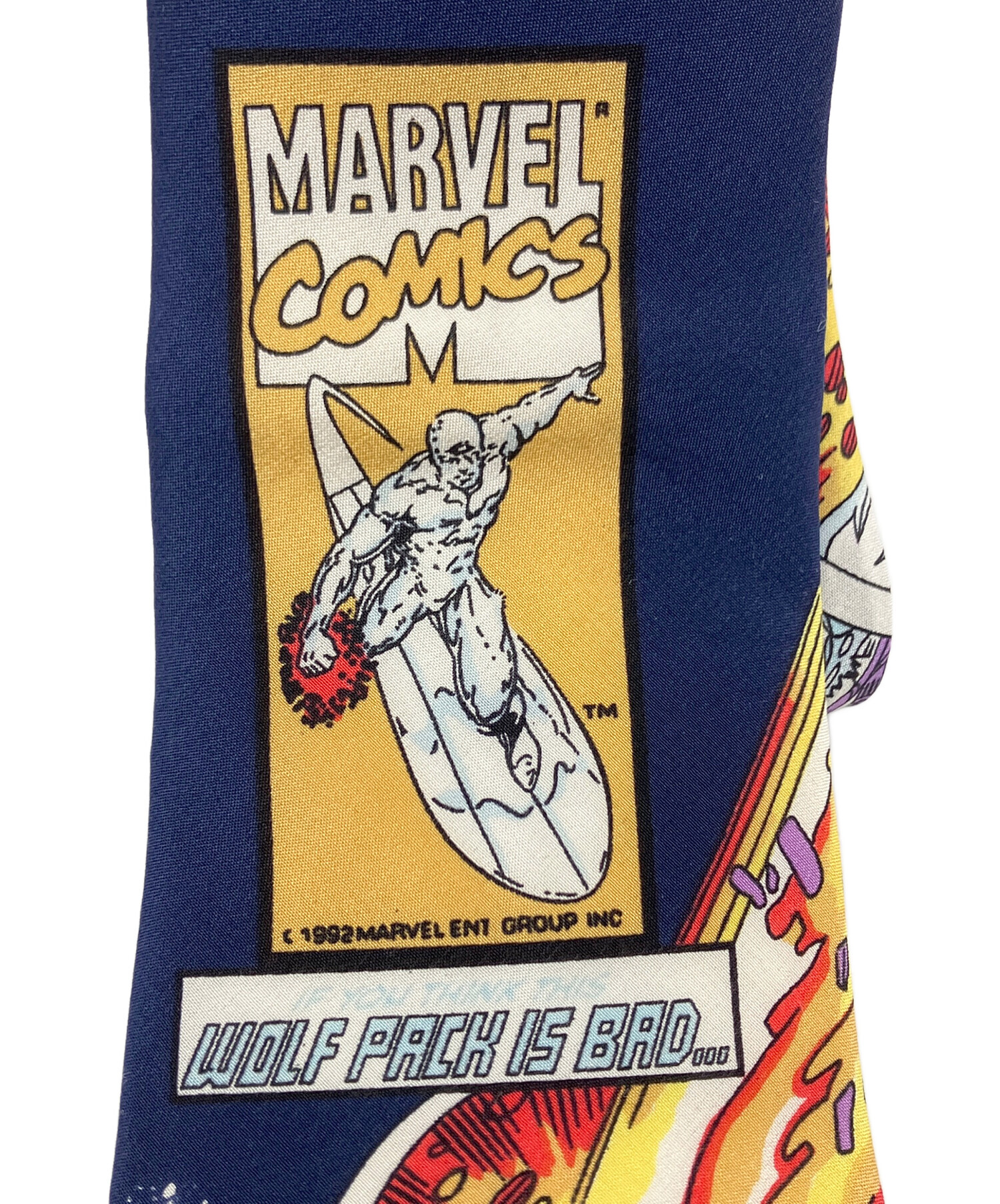 アメリカ製 マーベルコミックス 総柄 シルク ネクタイ シルバーサーファー 中古・古着通販】MARVEL (マーベル) シルクネクタイ サイズ:不明