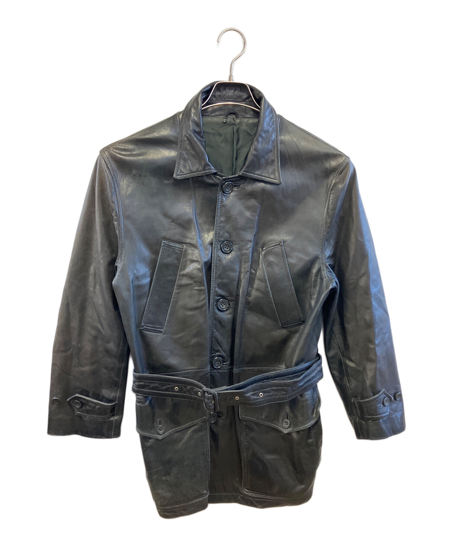 中古・古着通販】PAUL SMITH (ポールスミス) レザーコート ブラック
