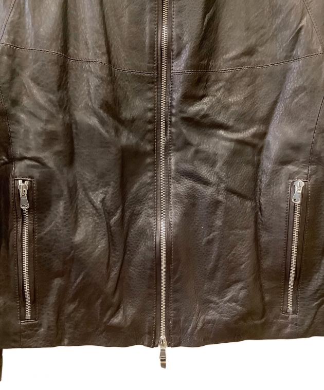 EMMETI ダークブラウン レザージャケット EMMETI - H UOMO アッカ ウォモ ラムレザー ライダース ジャケット