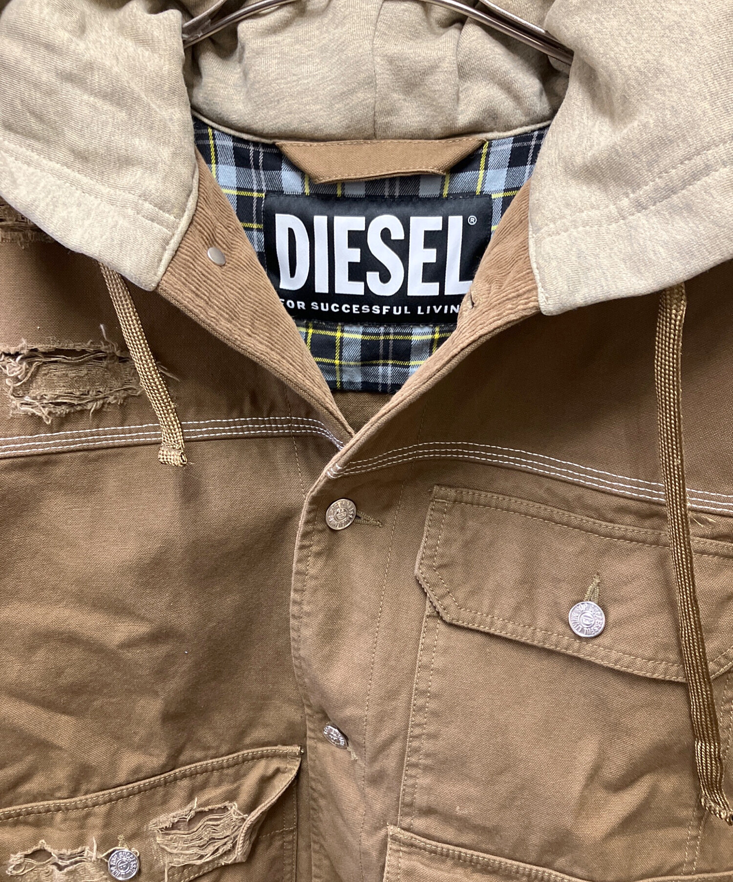 中古・古着通販】DIESEL (ディーゼル) 切替ジャケット ベージュ サイズ