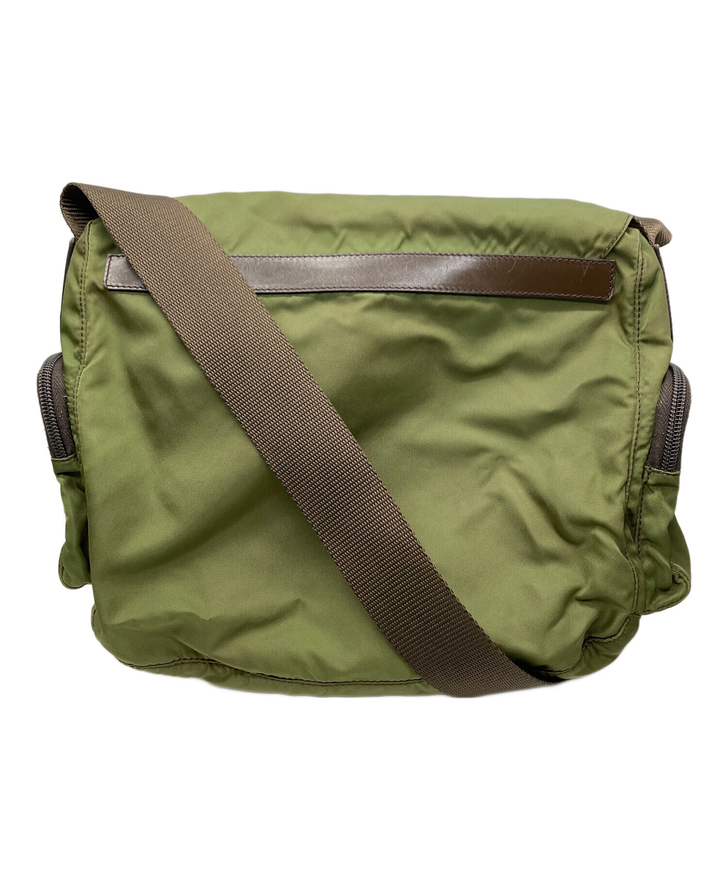 PRADA オリーブ ナイロン ポーチ 中古・古着通販】PRADA (プラダ) ナイロンショルダーバッグ オリーブ