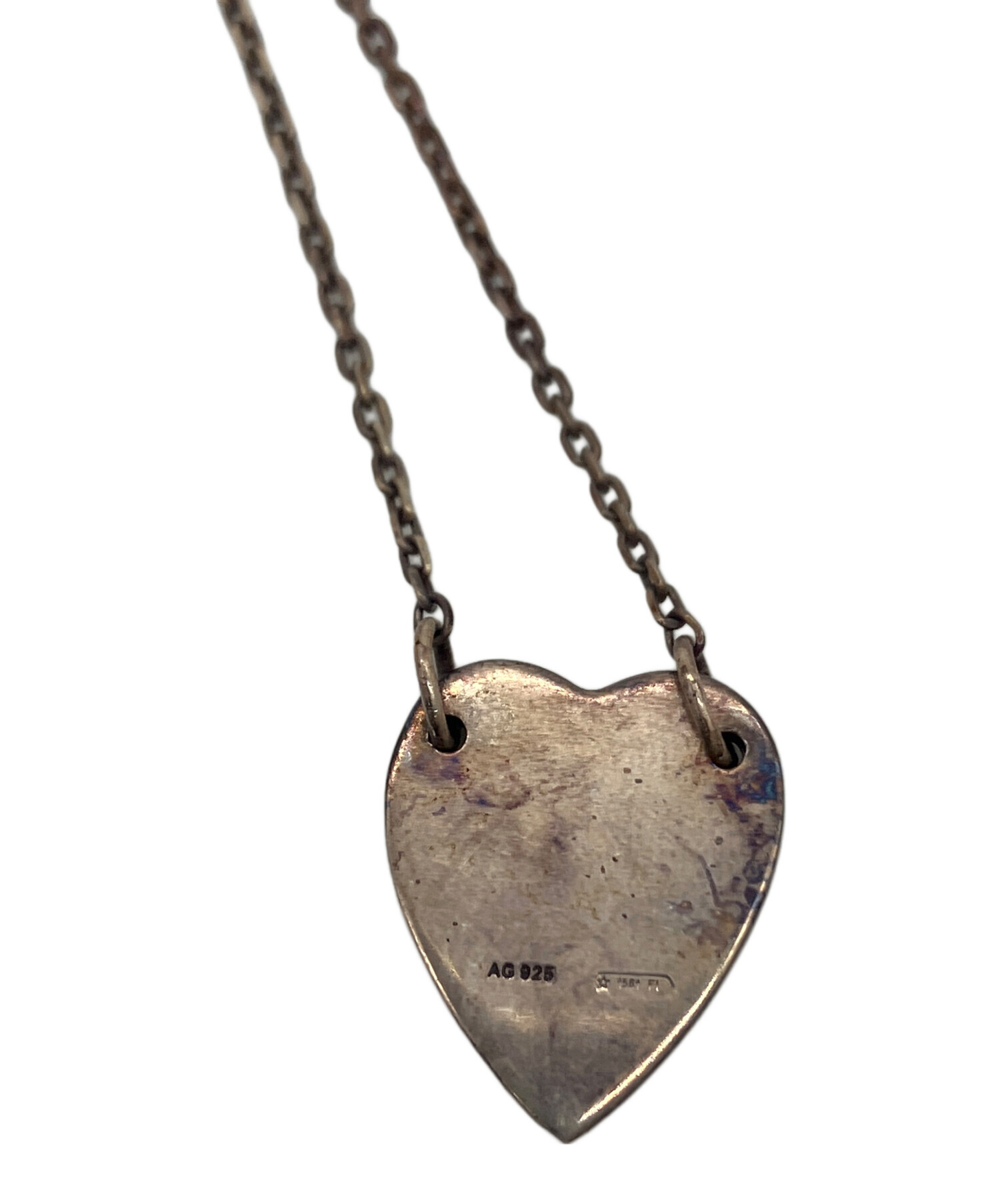 グッチクレストハートトグルネックレスペンダントシルバーAg925