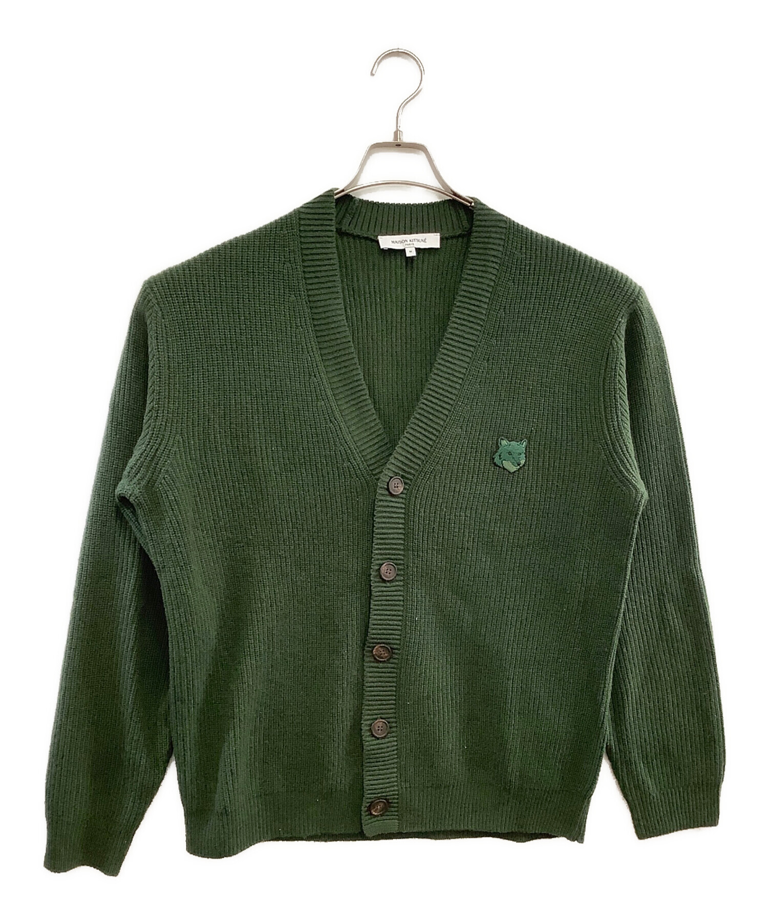 【試着のみ】 MAISON KITSUNE メゾンキツネ カーディガン 緑XL 中古・古着通販】MAISON KITSUNE (メゾンキツネ) ニットカーディガン