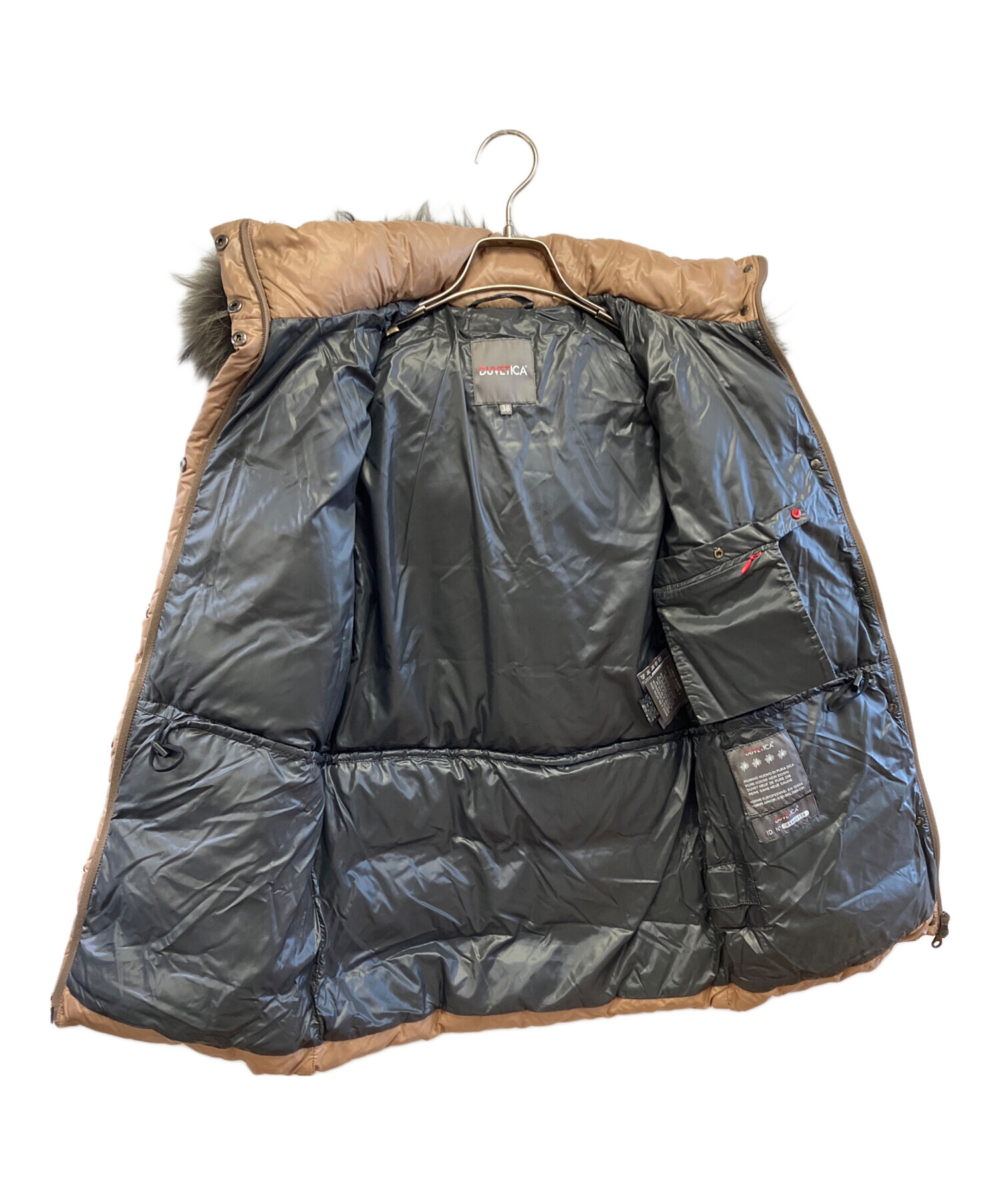 デュベティカ　ファー付きダウンジャケット　ベージュ　38 美品】デュベティカアダラダウンジャケットベージュリアルファー38