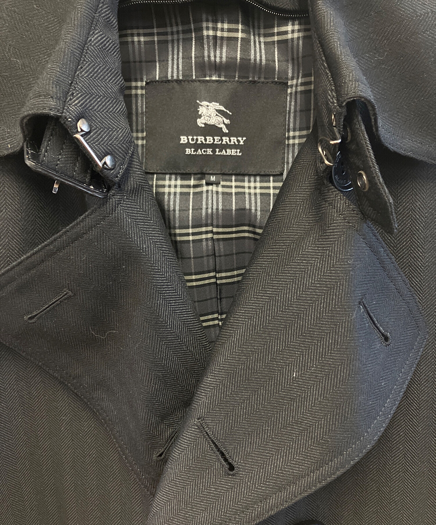 美品✨バーバリーブラックレーベル ナポレオンコート ノバチェック ブラック 中古・古着通販】BURBERRY BLACK LABEL (バーバリーブラックレーベル