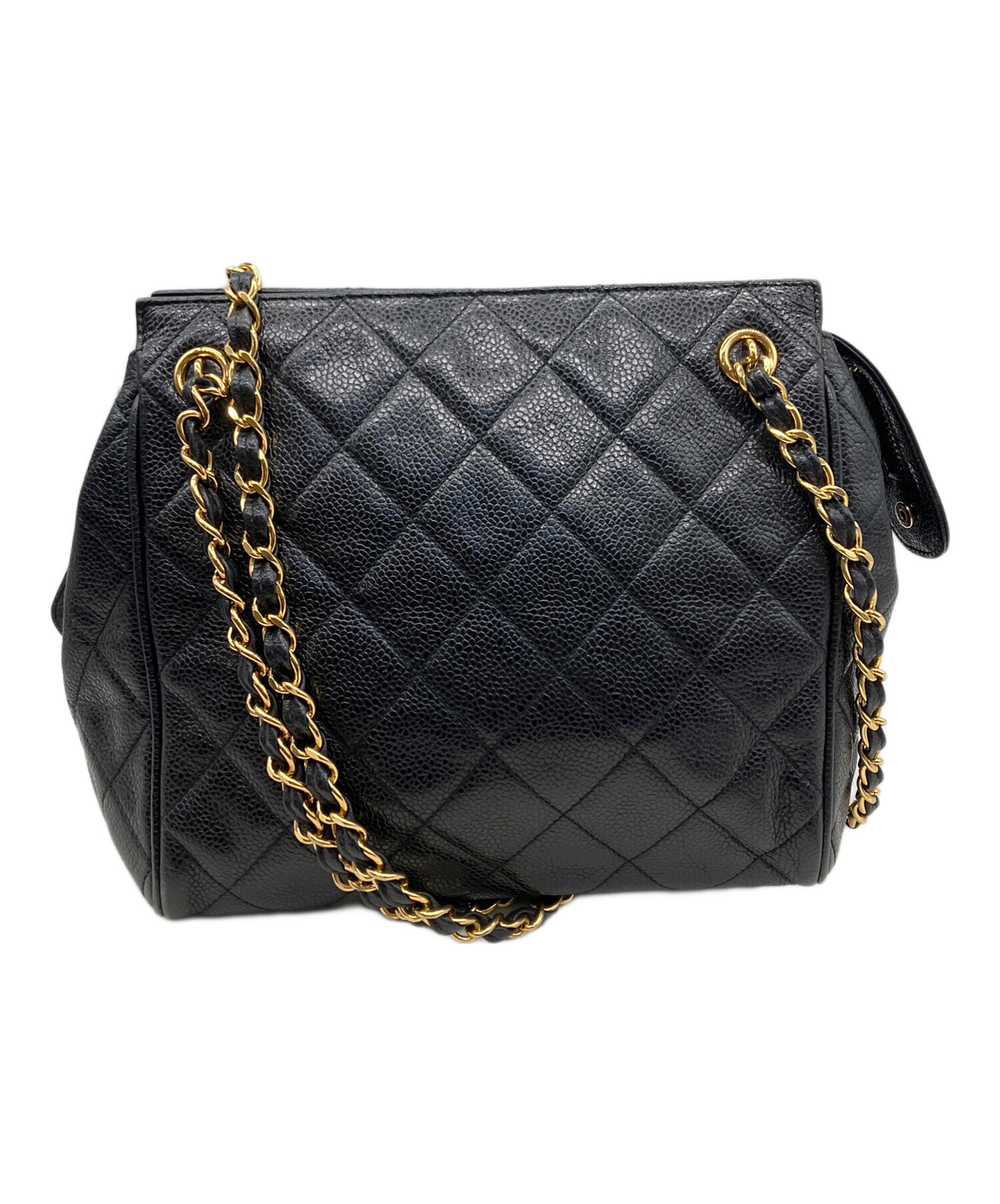 スーパージャンク品CHANEL ブラックレザー ショルダーバッグ 鑑定済!CHANEL ブラック レザー ショルダーバッグ