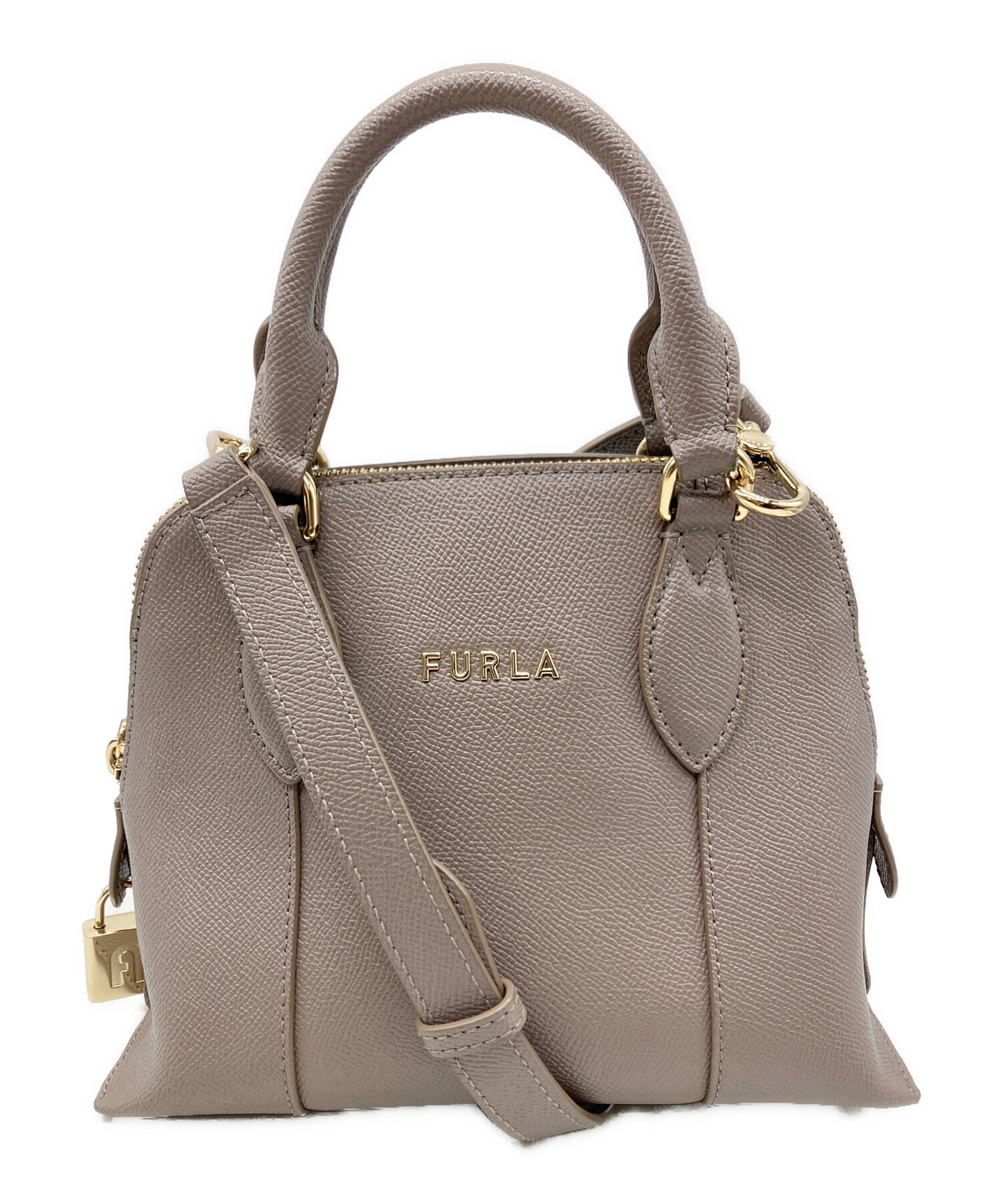 FURLA フルラ ショルダーバッグ　 2way 中古・古着通販】FURLA (フルラ) 2WAYバッグ ベージュ×ゴールド
