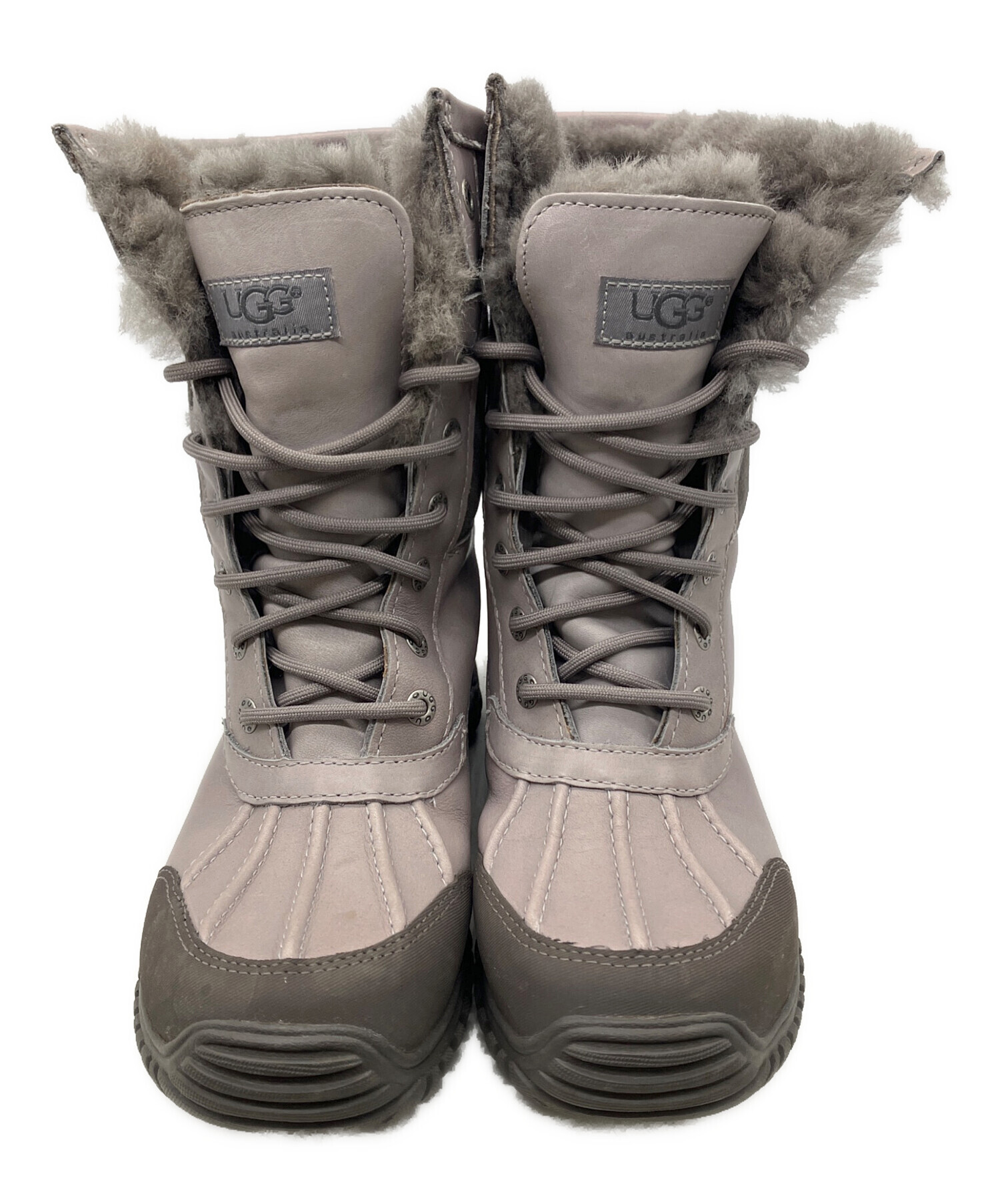 UGG アグ ニューメル ムートンブーツ レディース 24 グレー スニーカー風 中古・古着通販】UGG (アグ) 編上げムートンブーツ グレー サイズ:24