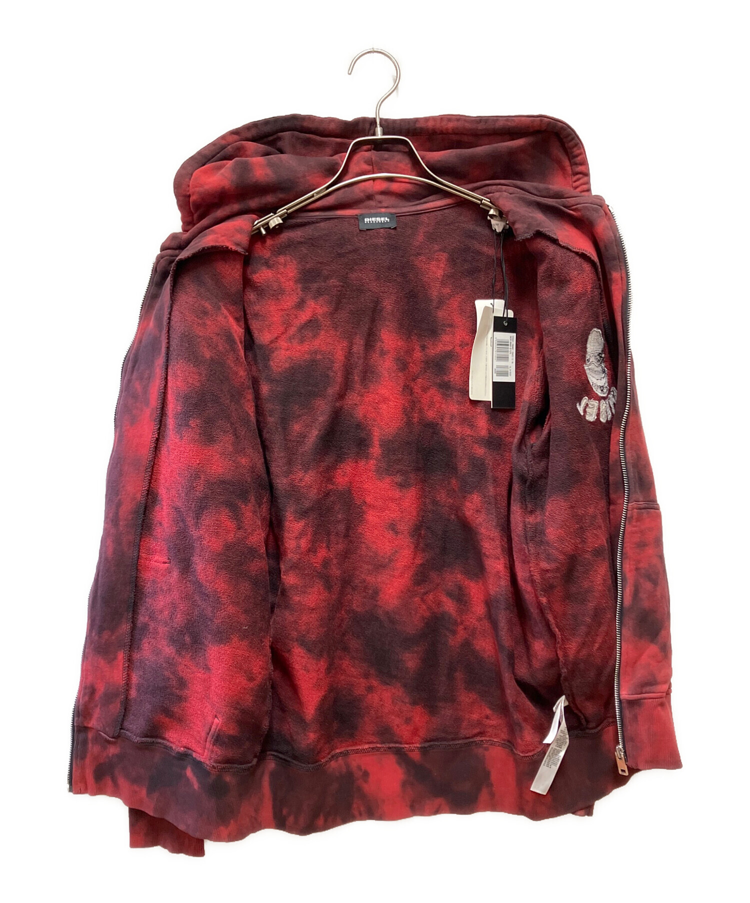 中古・古着通販】DIESEL (ディーゼル) ジップパーカー ブラック×レッド